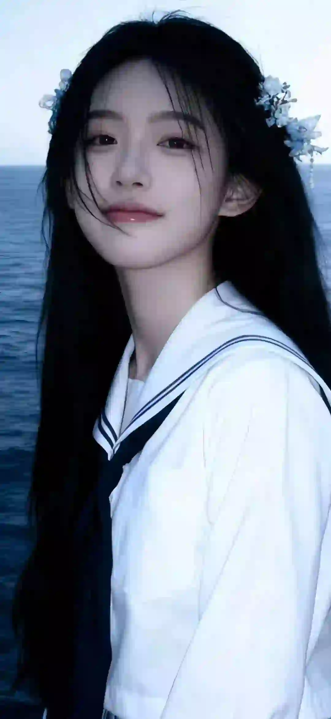 jk 长发清纯美女 甜美女孩 户外 写真 海