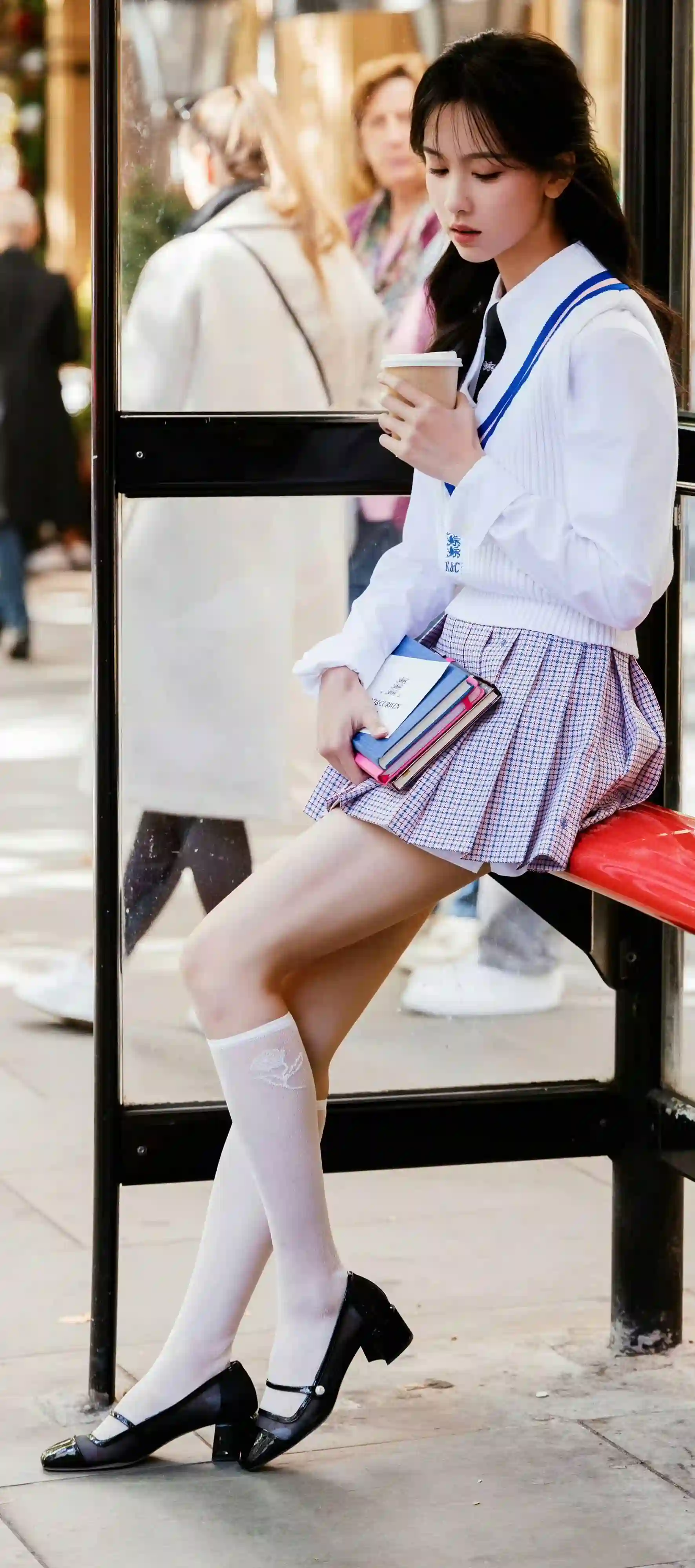 jk 长发美女 白色衣服 jk长裙 明星 陈都灵 - 4