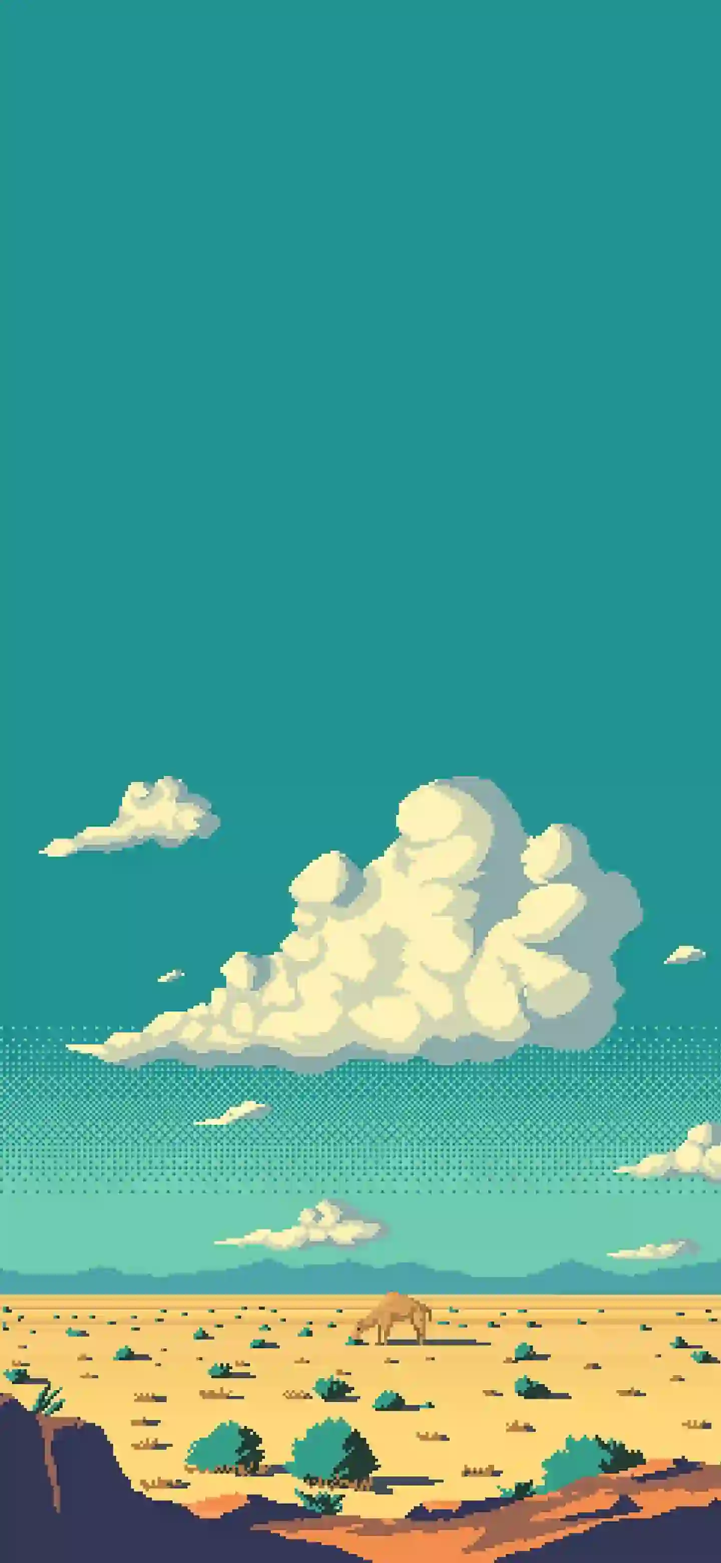 蓝天白云 沙漠场景 像素风格 