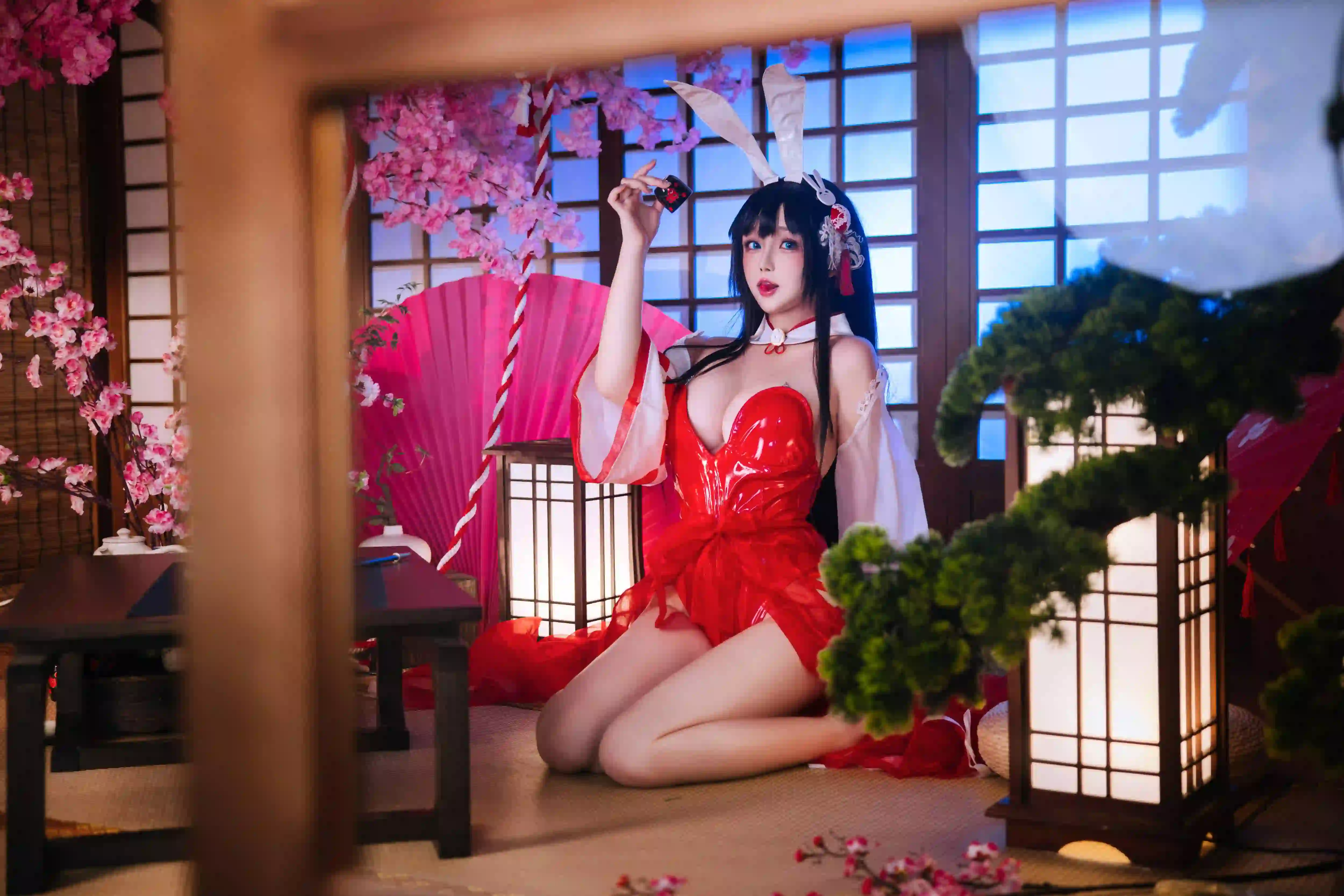 性感美女 日式风格 私房写真 红色服装 可爱