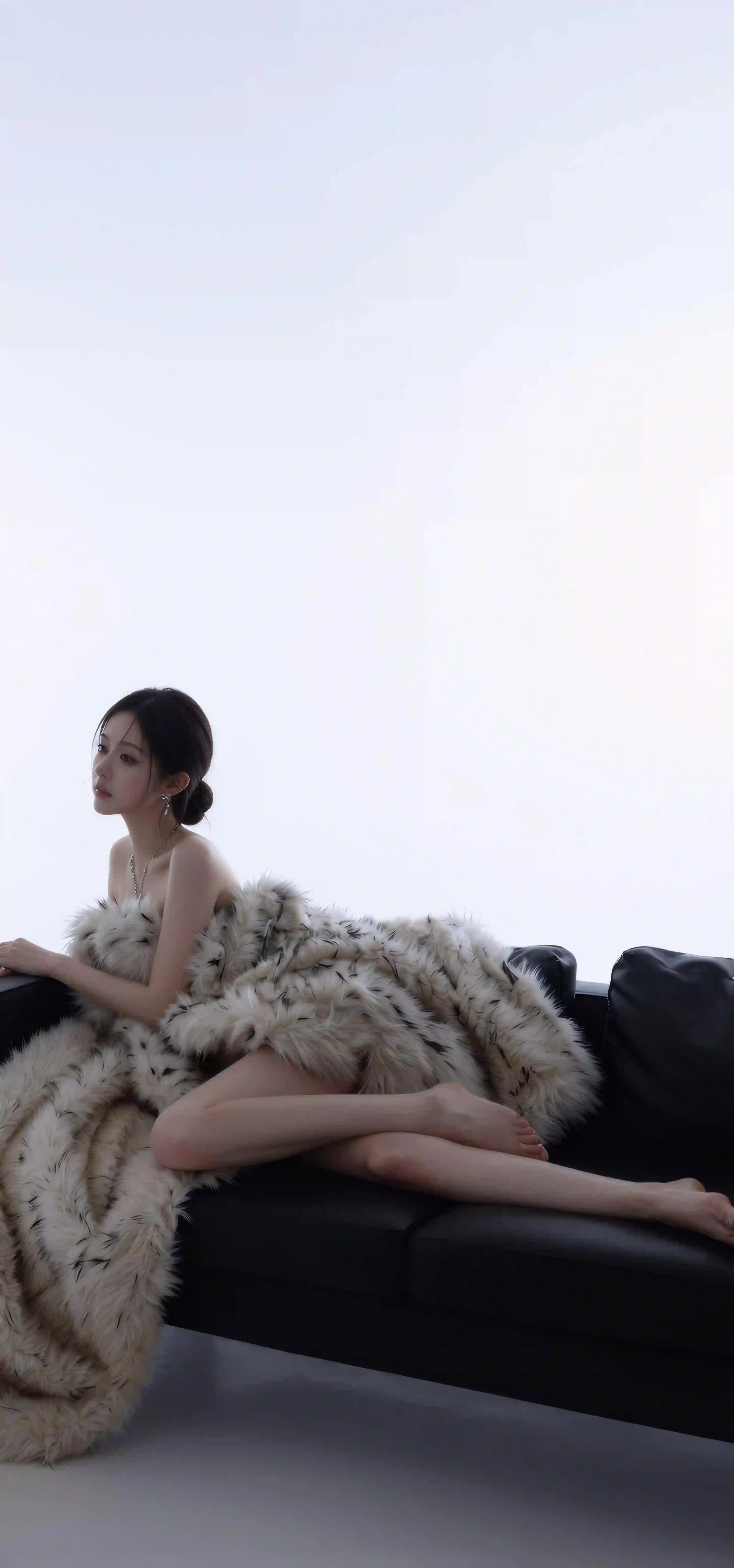 慵懒 女神 写真 黑色沙发 毛毯 艺术摄影 人像 优雅