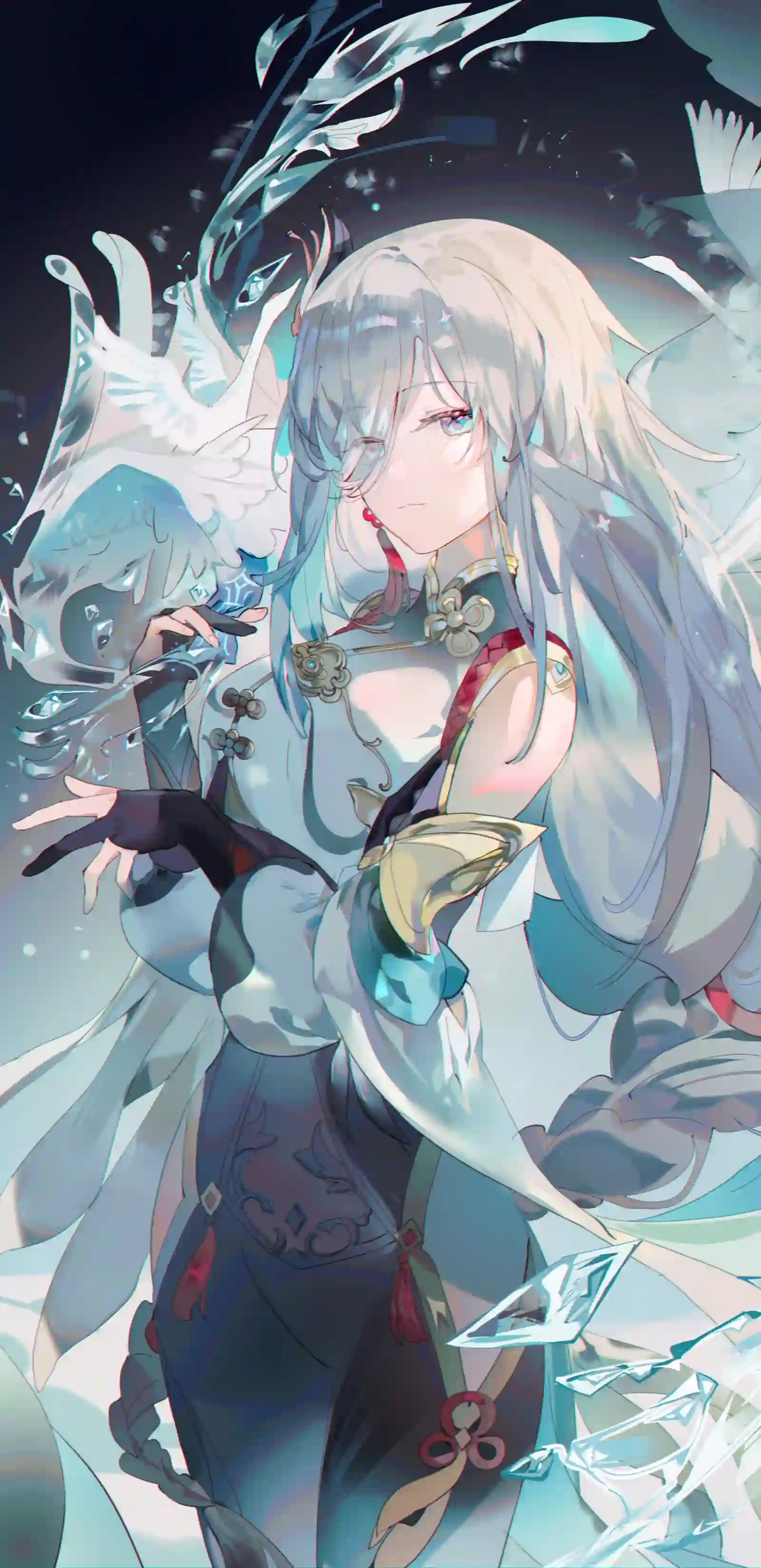 动漫 二次元 水 白色头发