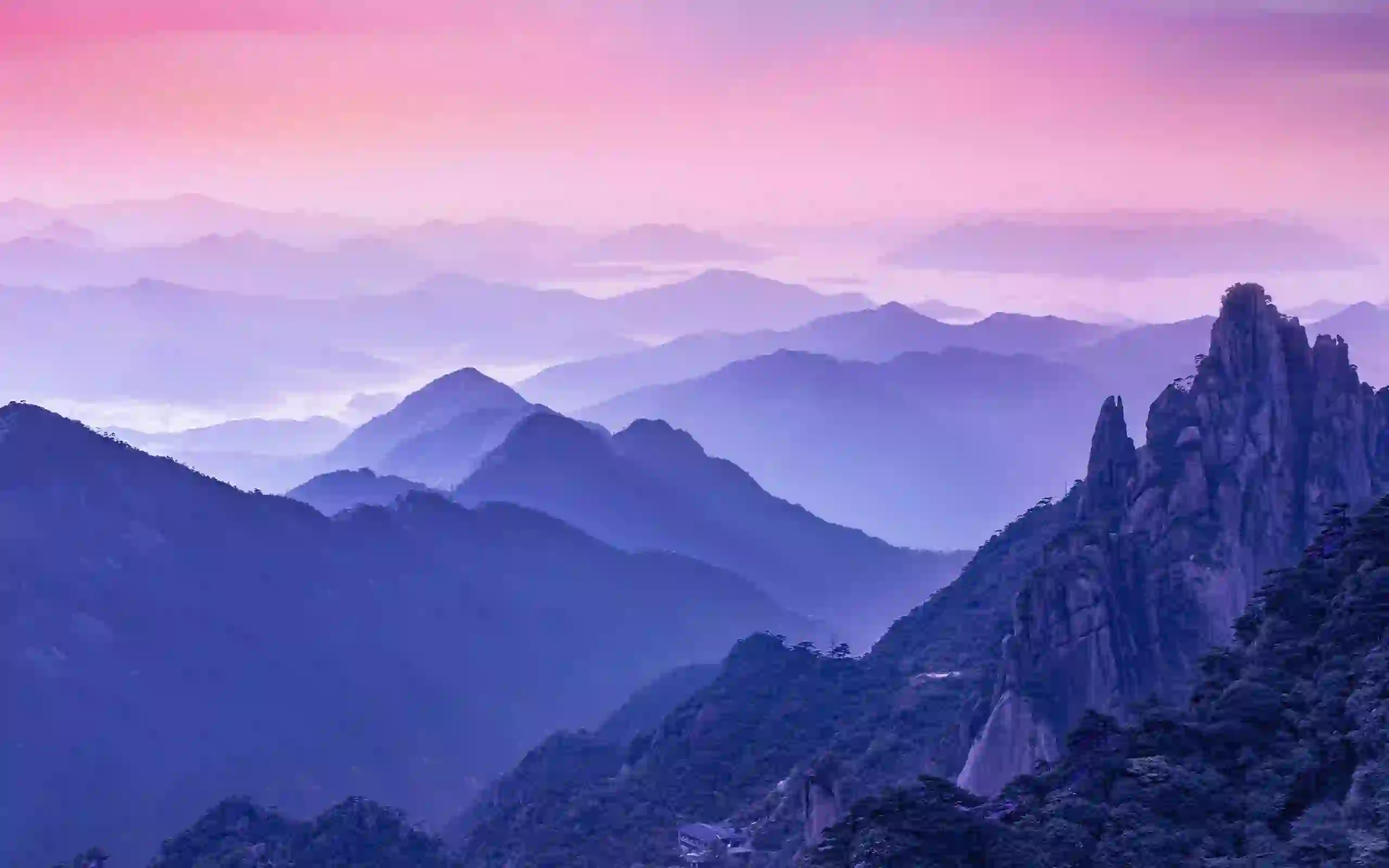 风景壁纸 云 山 夕阳 树木 群山