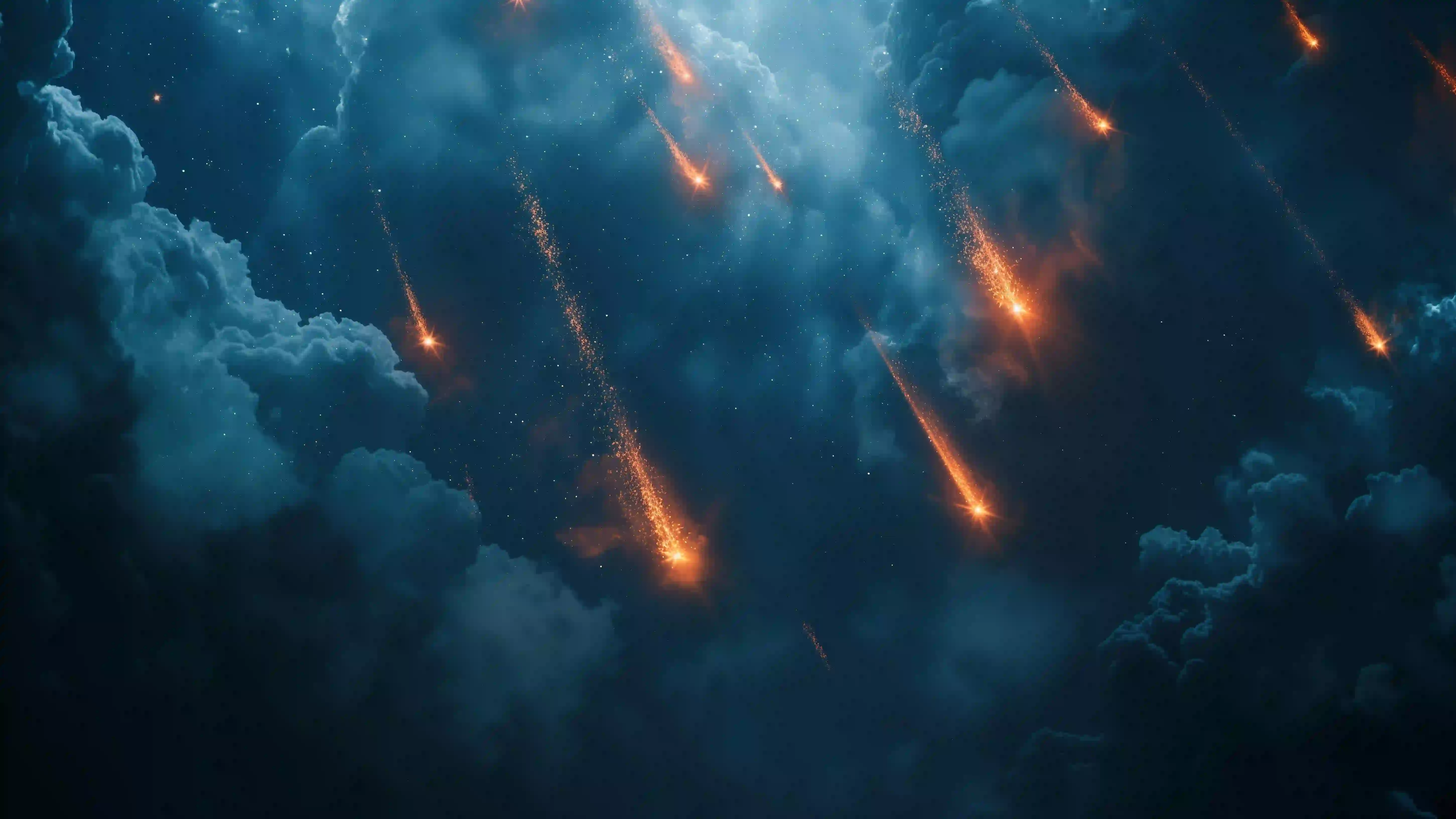 流星坠落 划破夜空的流星雨