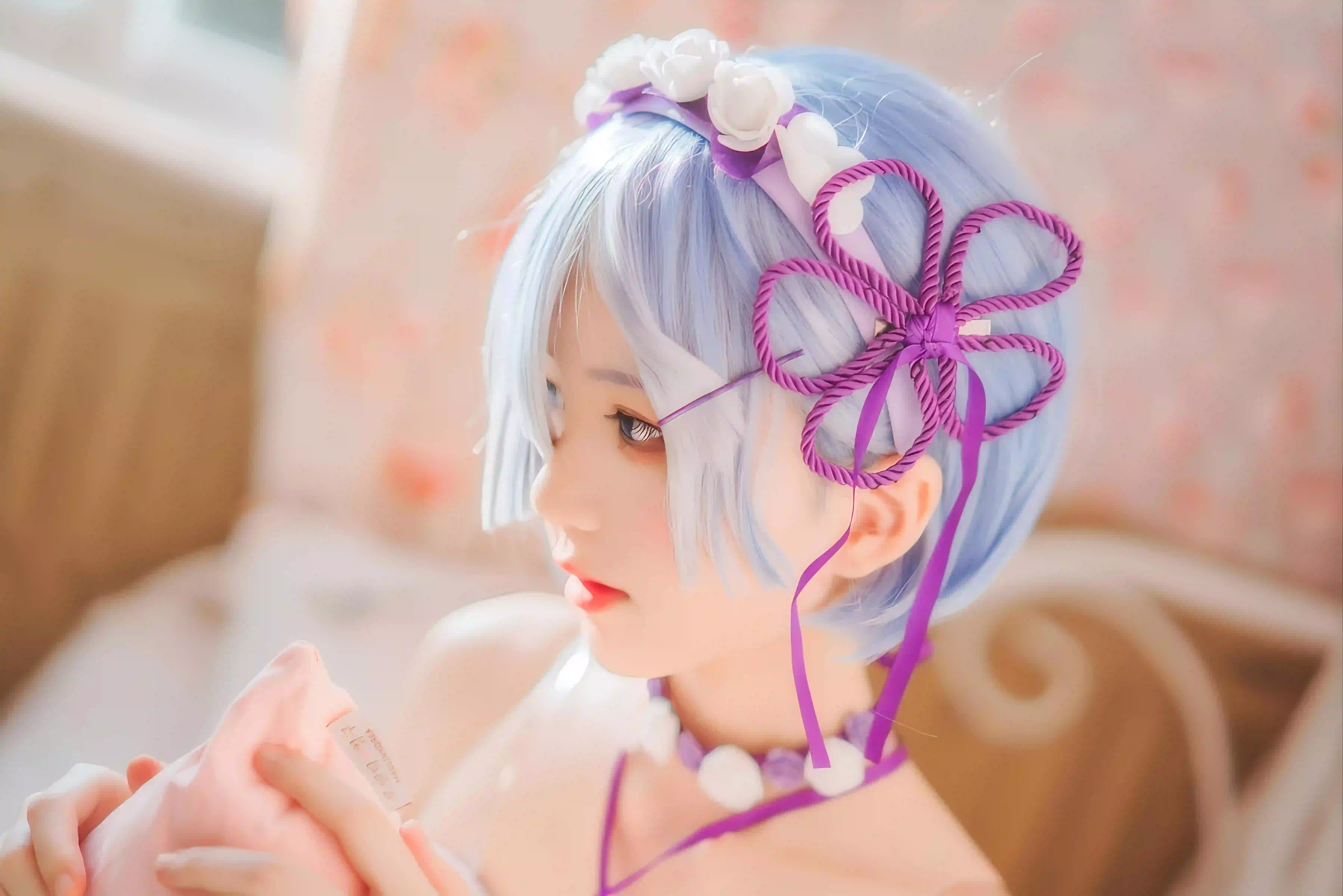 cos 美女 短发 性感 紫色 蓝色头发