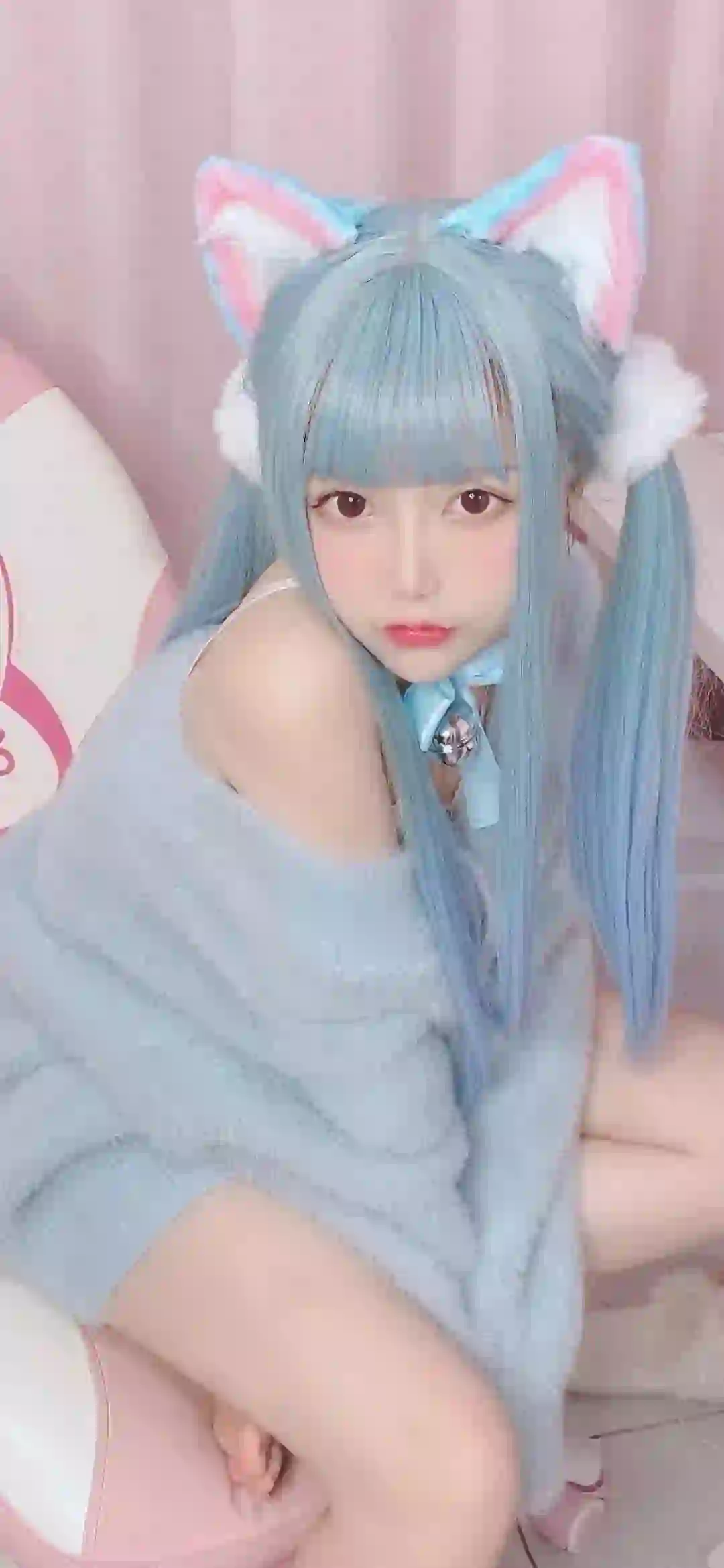 长发美女 可爱 猫耳 居家