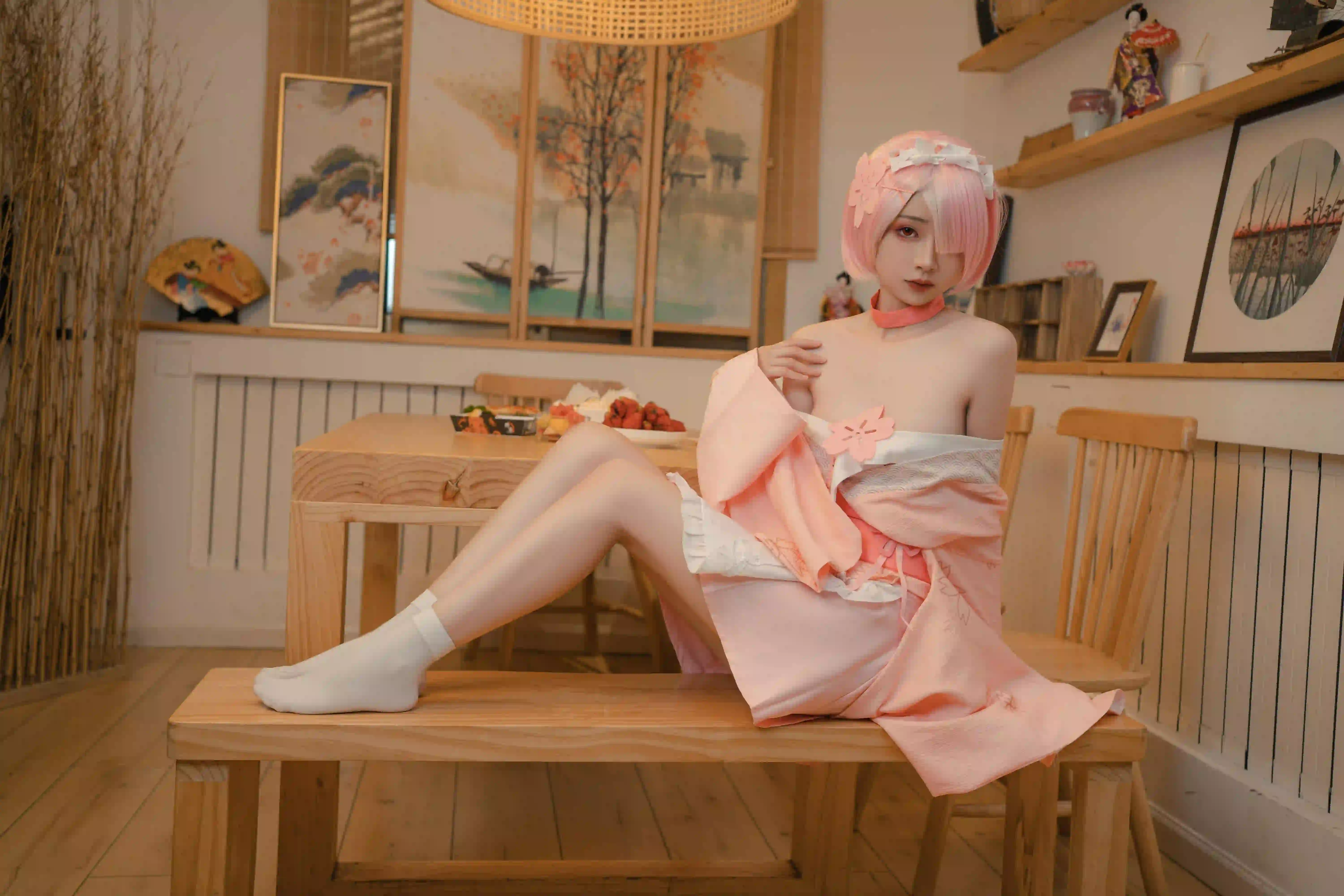 cos 拉姆 雷姆 动漫角色 美女 粉色头发