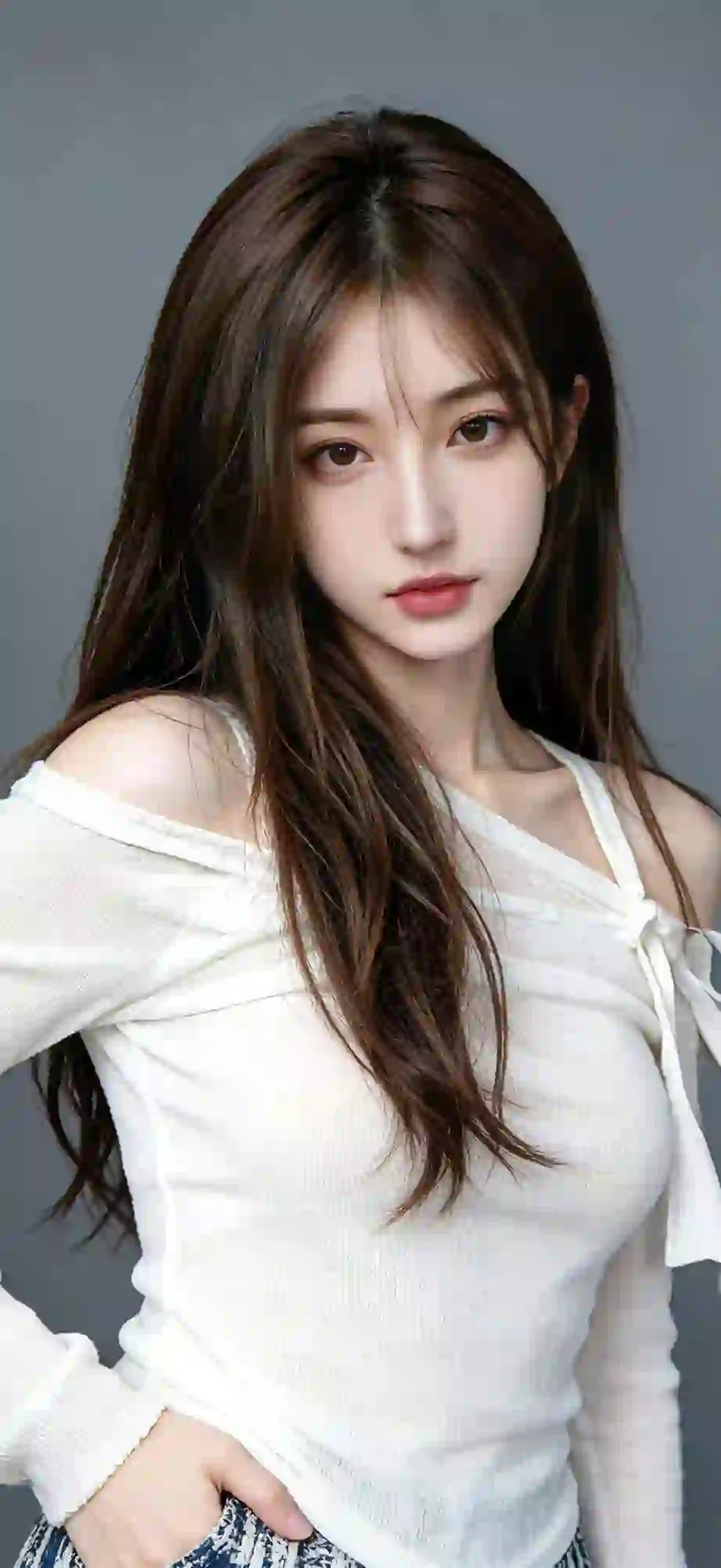 长发白衣美女 