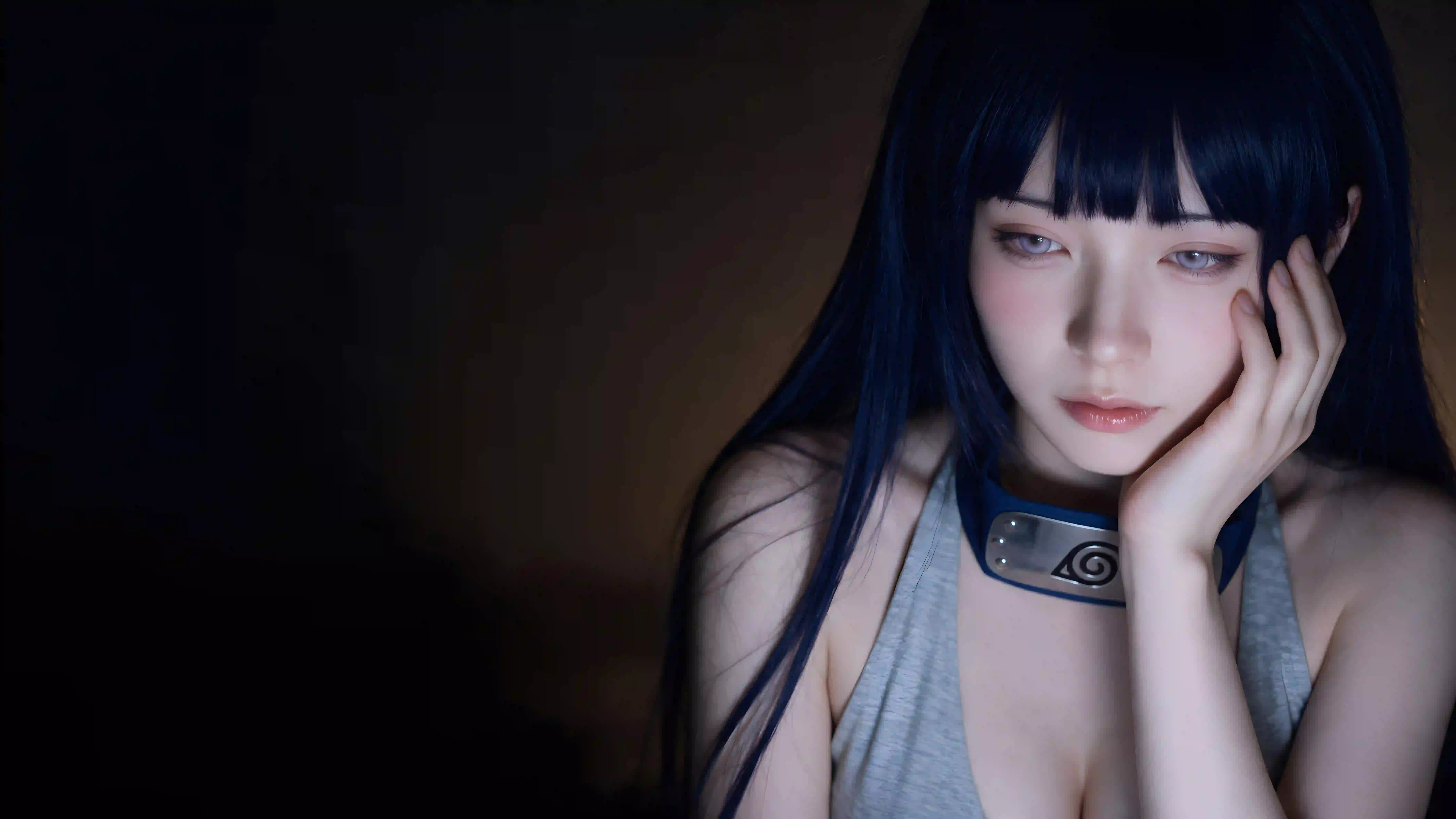 cosplay 火影 长发美女 吊带穿搭 性感 齐刘海