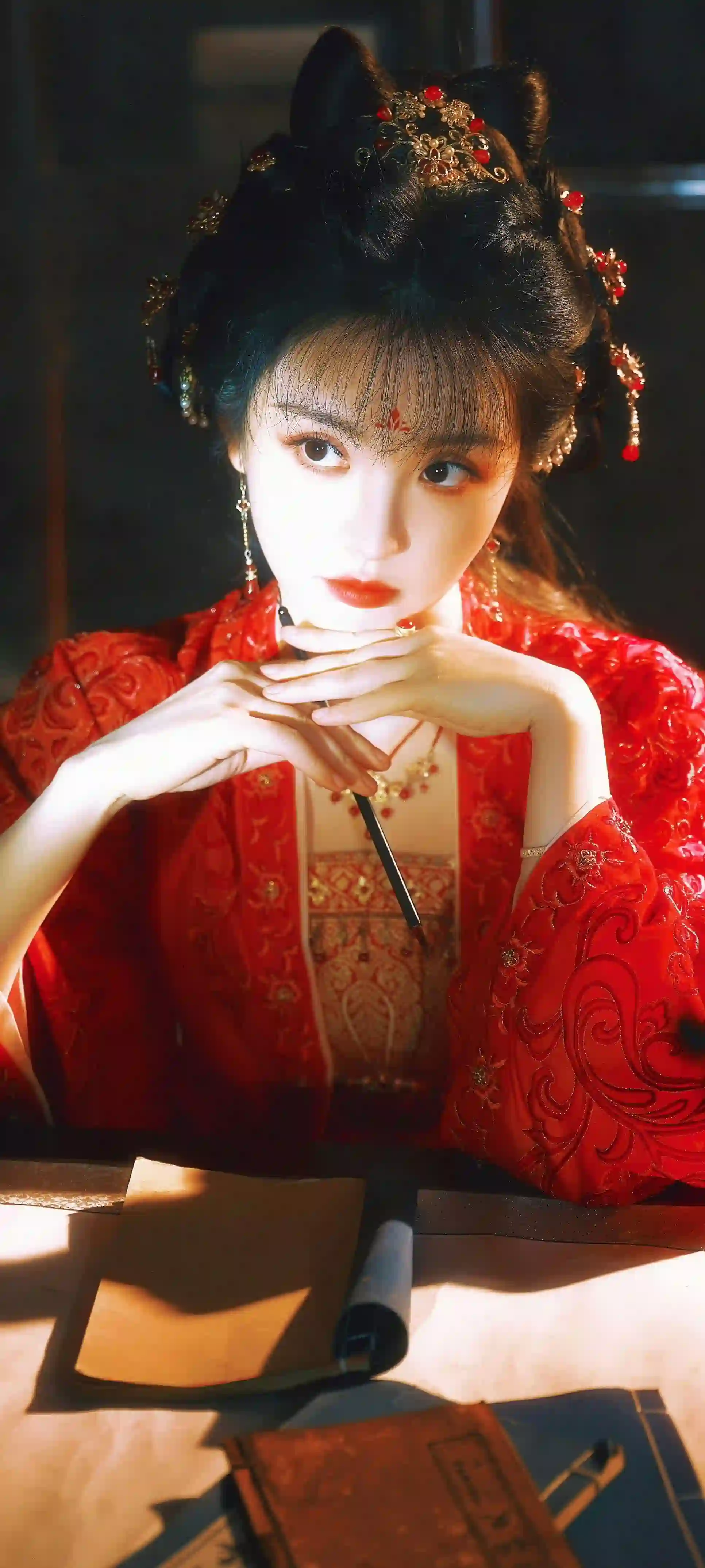 穿着红色衣服的美女 古风汉服美女 田曦薇