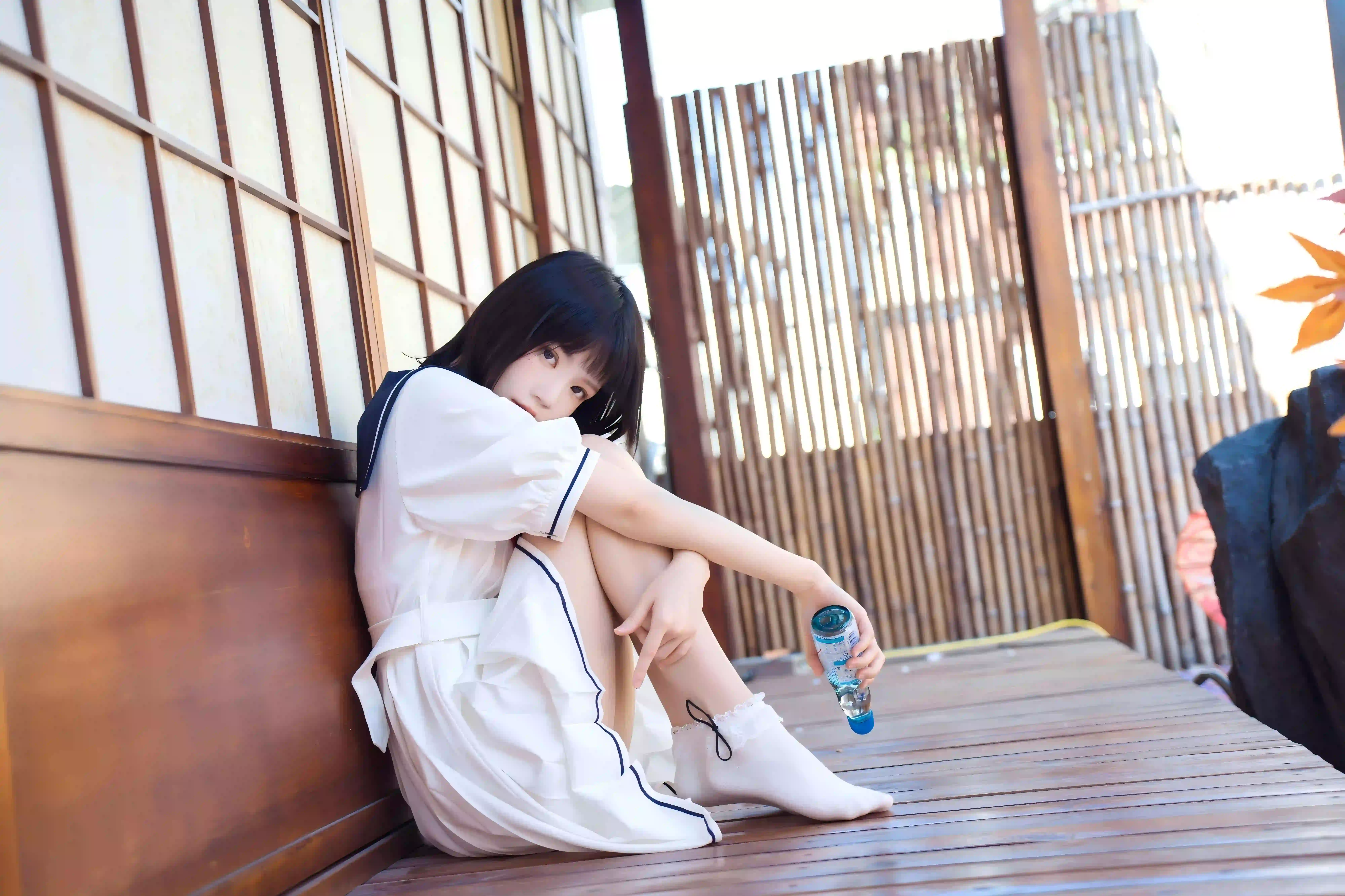 jk美女 清纯美女 长腿美女 白色jk裙 清纯