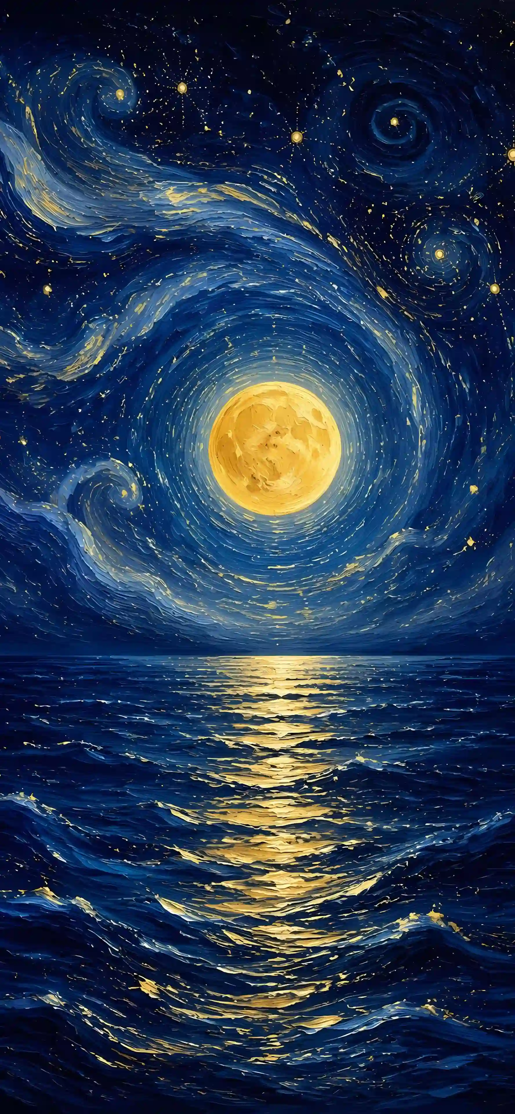星月夜 梵高 海景 夜空 艺术画 印象派