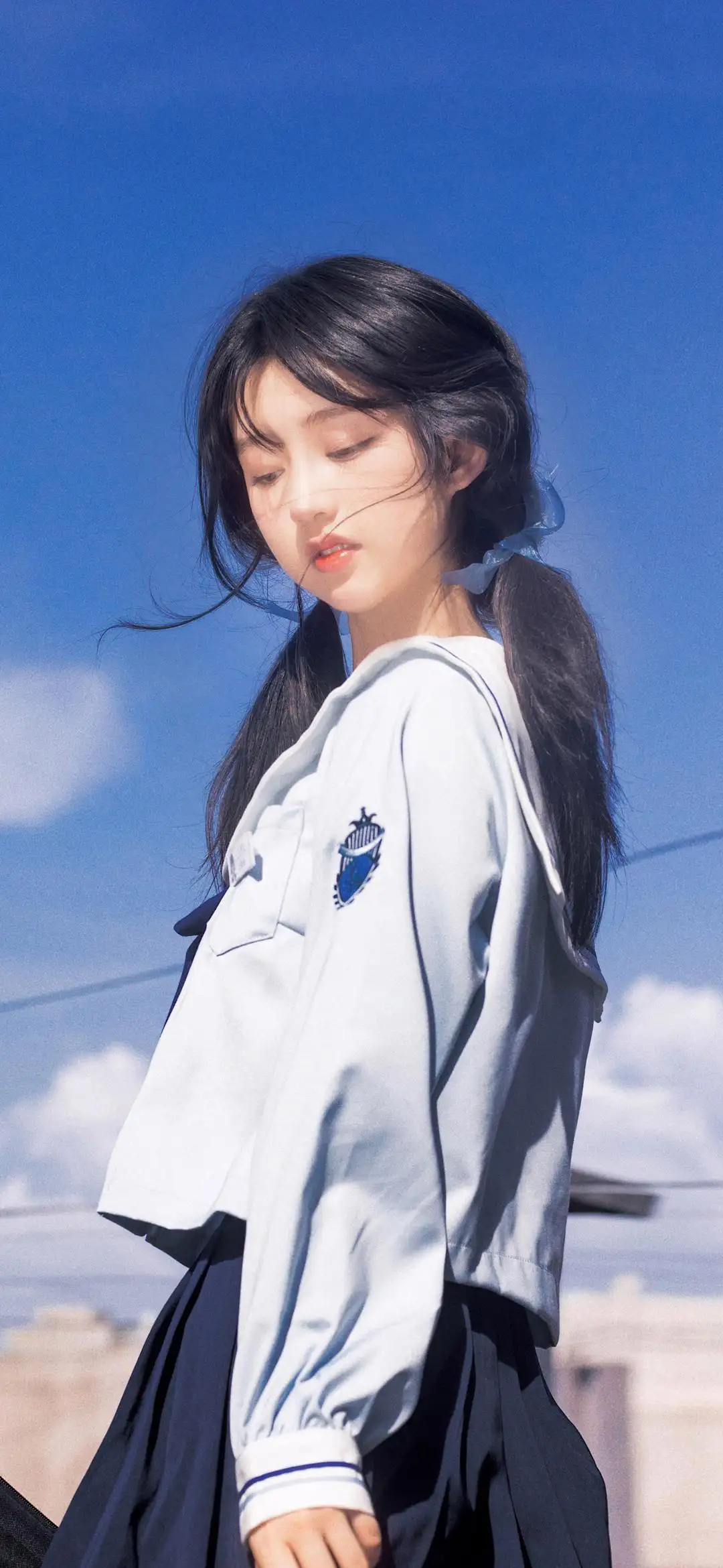 长发可爱jk美女｜户外写真
