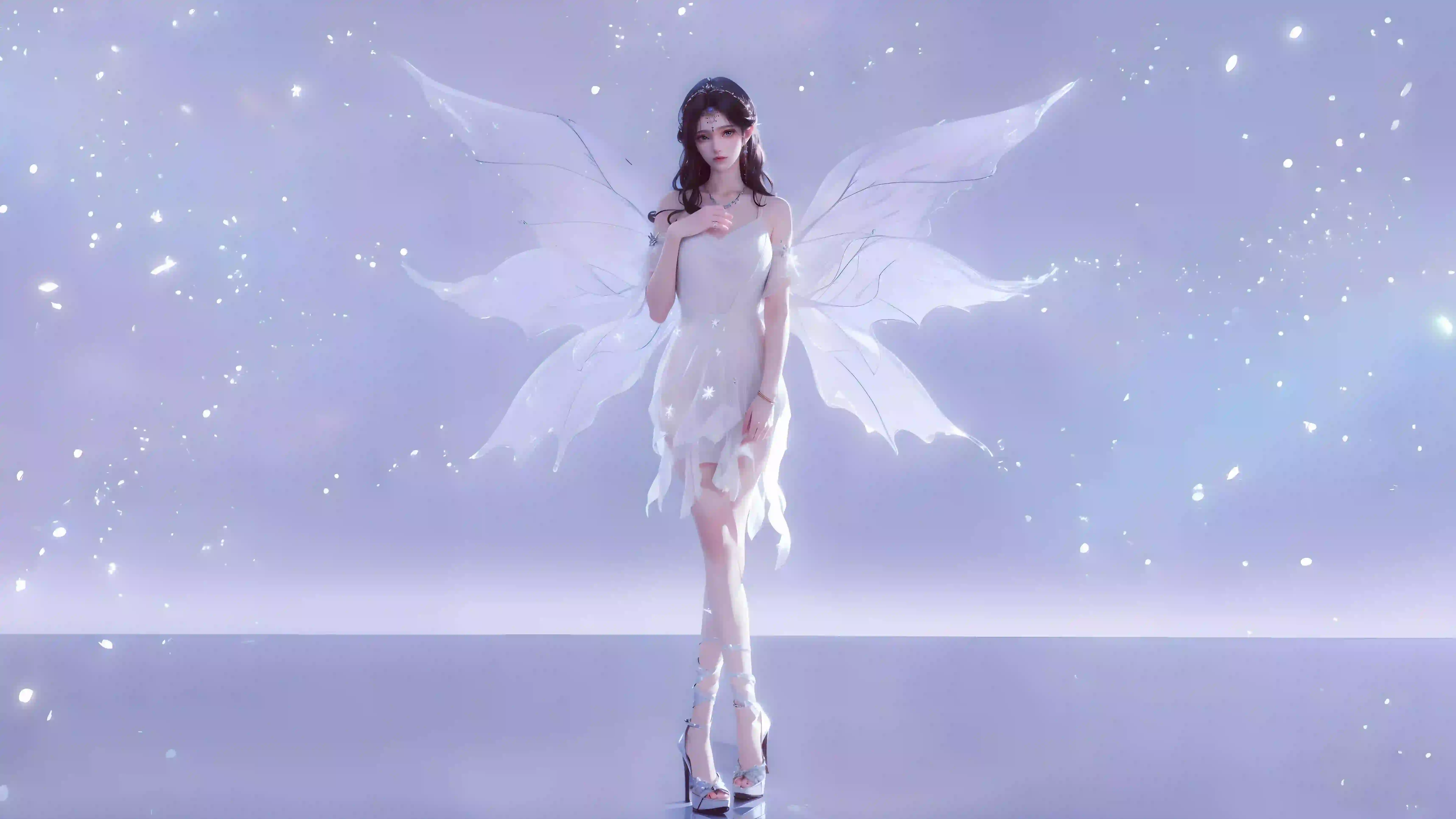修身短裙 ai 长发性感美女 白色裙子