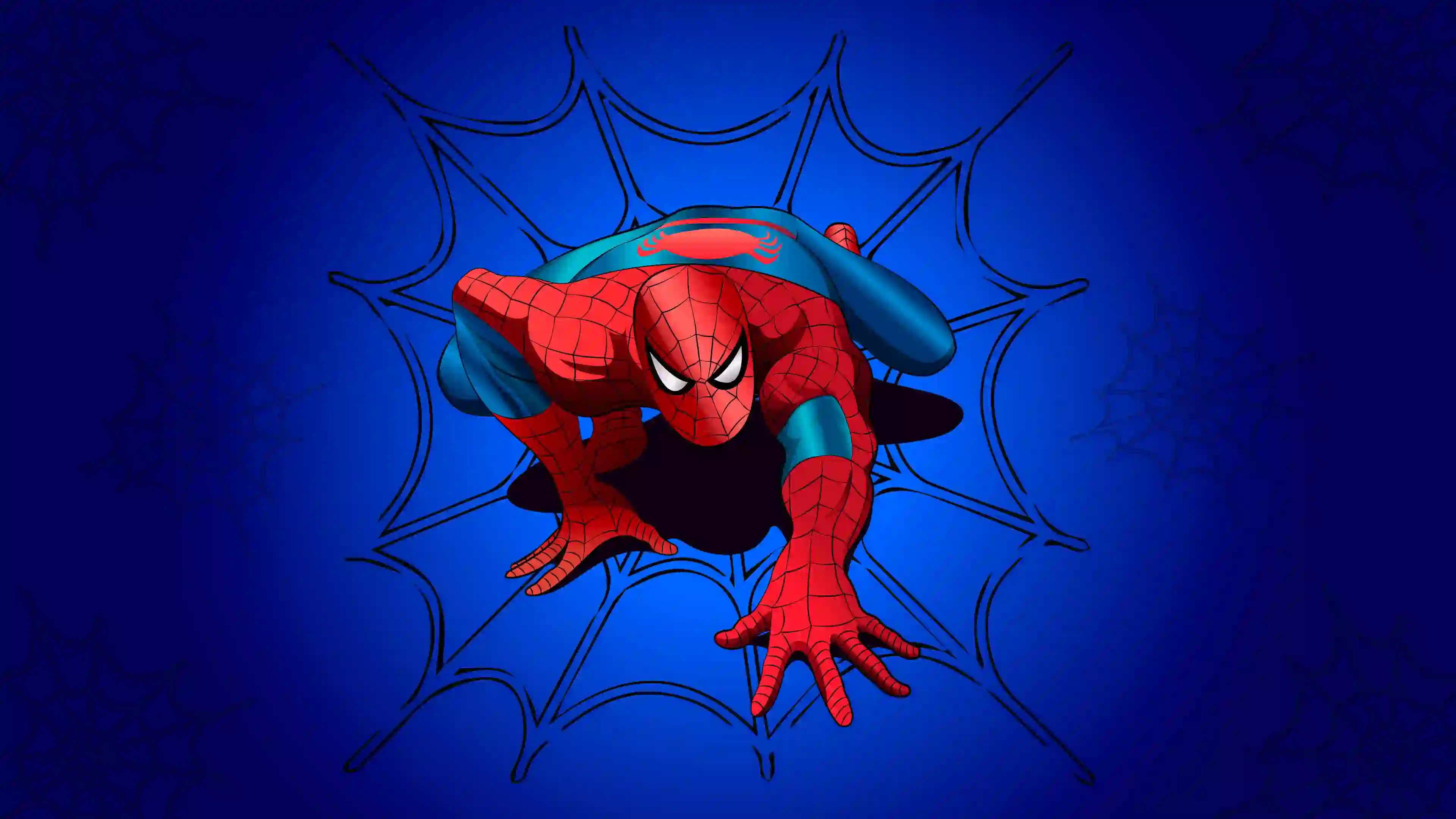 蜘蛛侠 Spider-Man 创意壁纸 动漫影视 蓝色 红色 蛛网