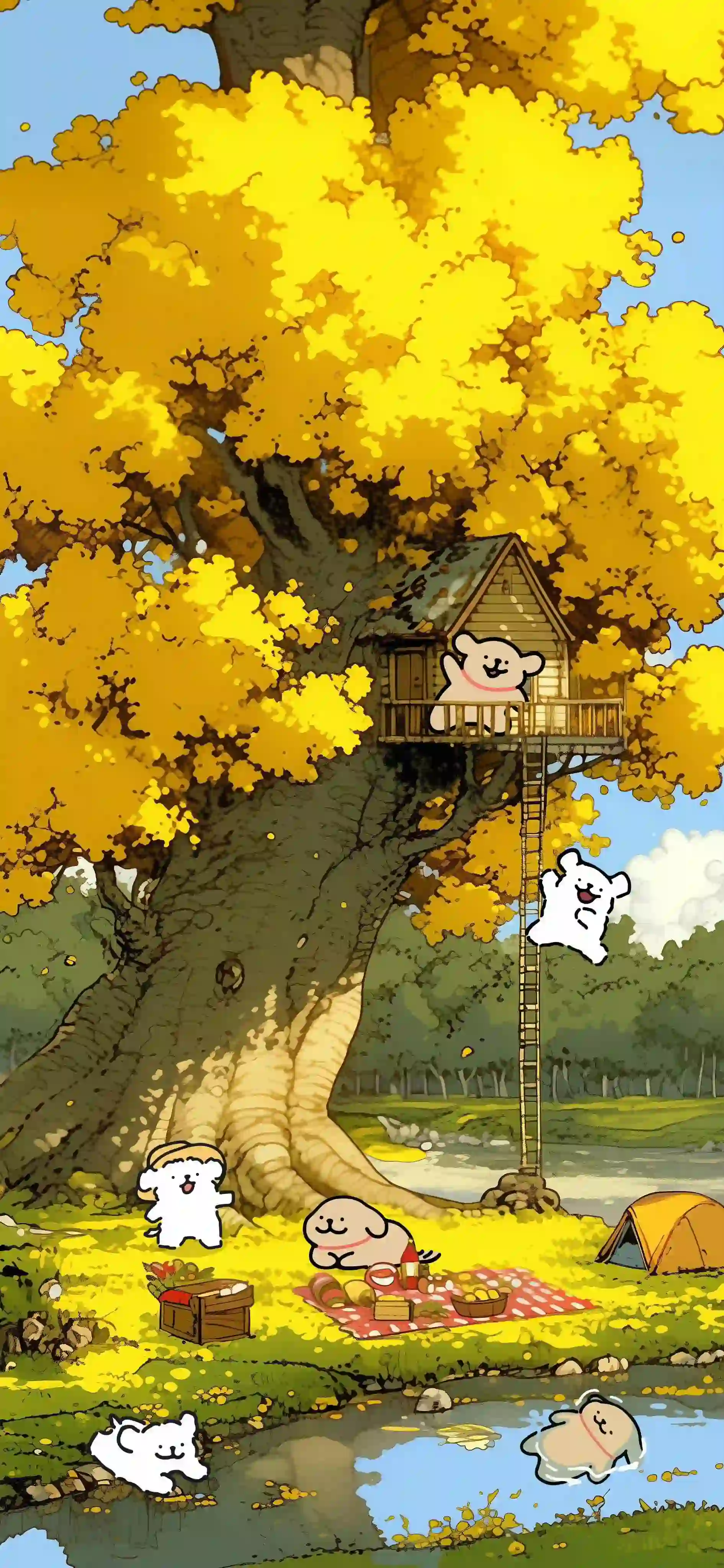 黄色树叶 大树 可爱 