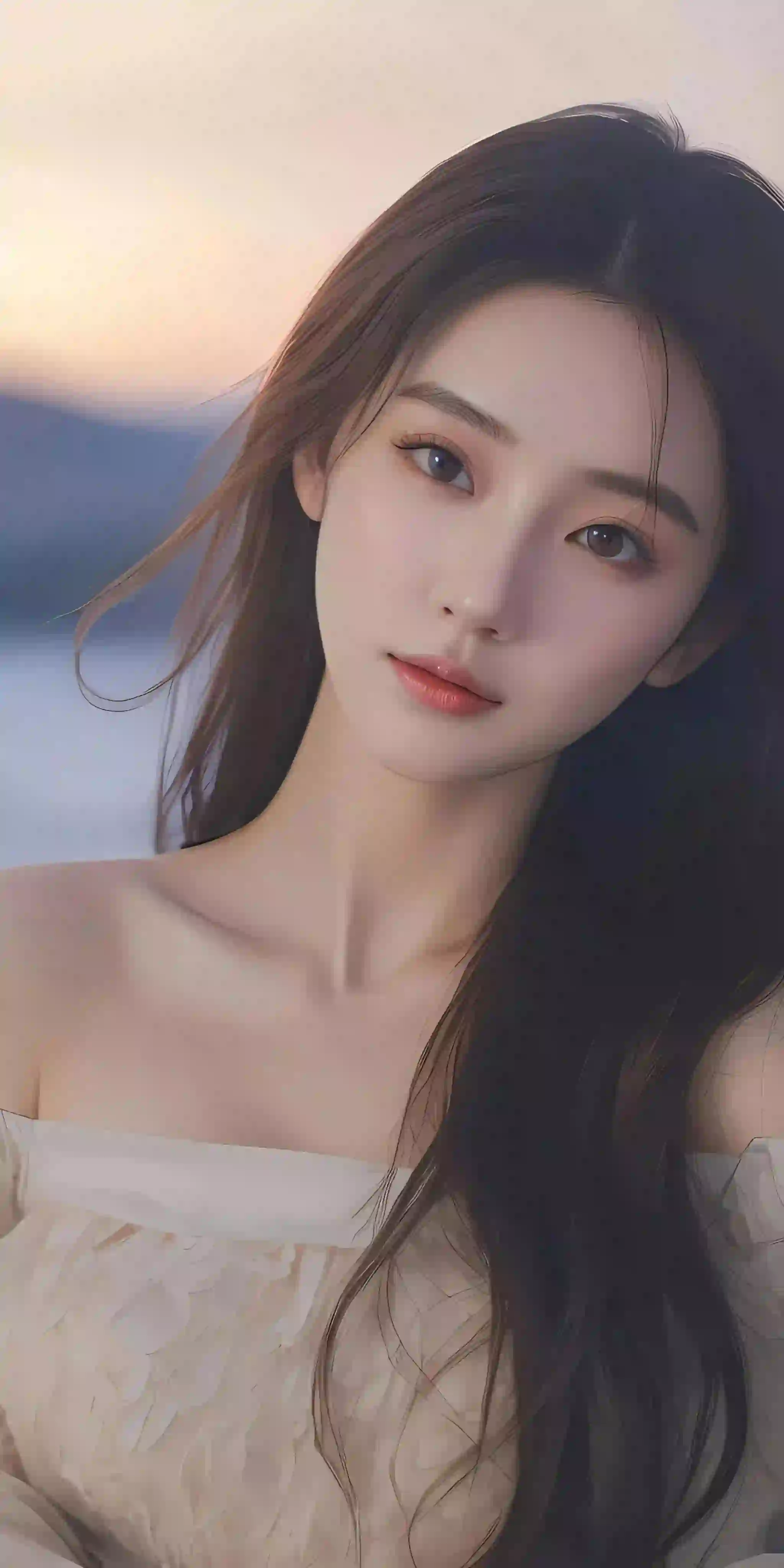 长发美女 抹胸美女 户外 