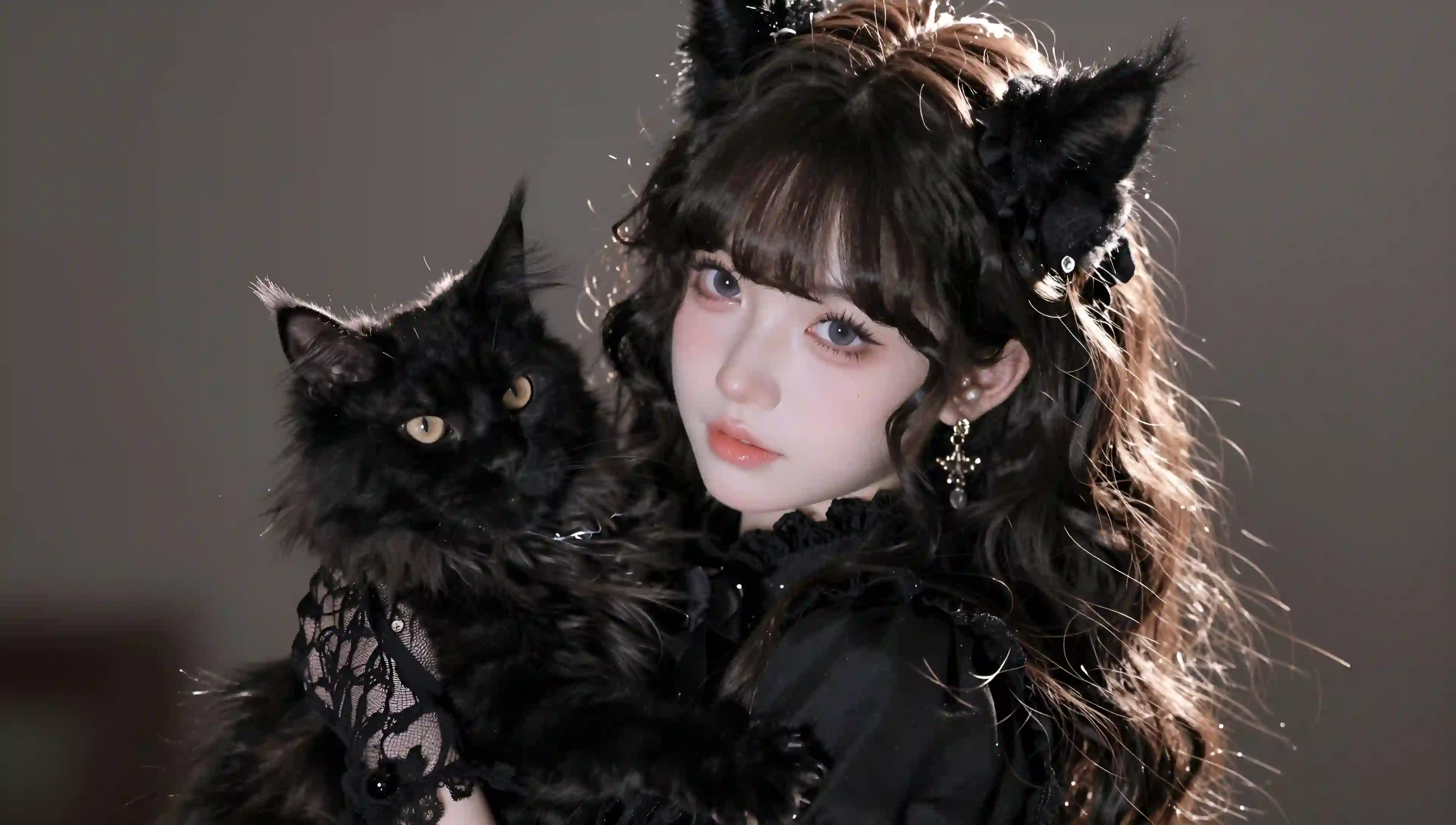 猫耳 少女 黑猫 洛丽塔 哥特 肖像 人像