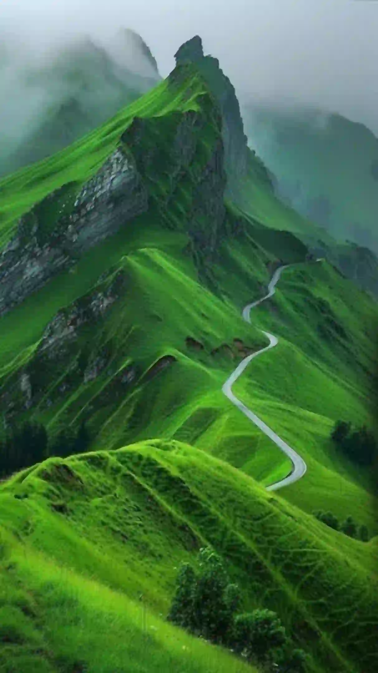 山峰 绿色山脉 远山 云雾