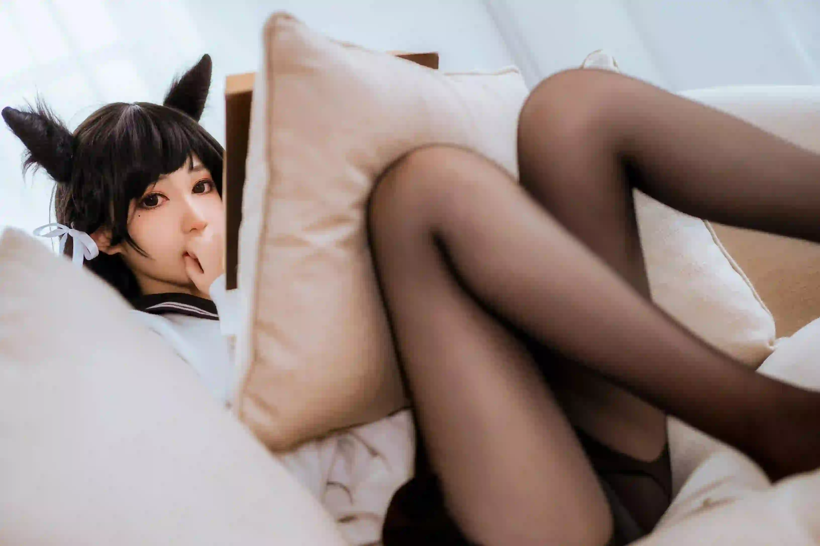 可爱 猫耳女孩 长发美女 黑丝美腿 jk穿搭
