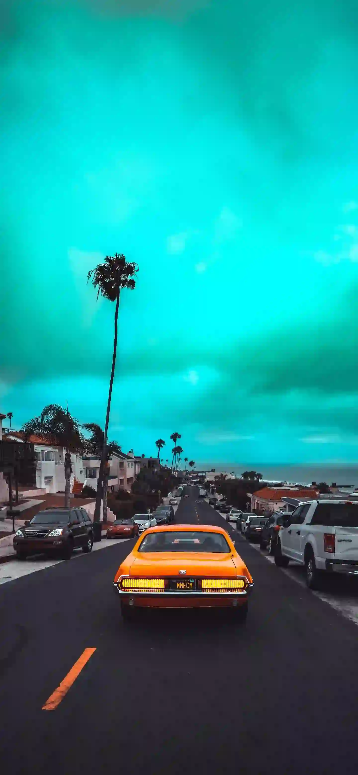 风景 车 云朵 跑车 树 黄色跑车