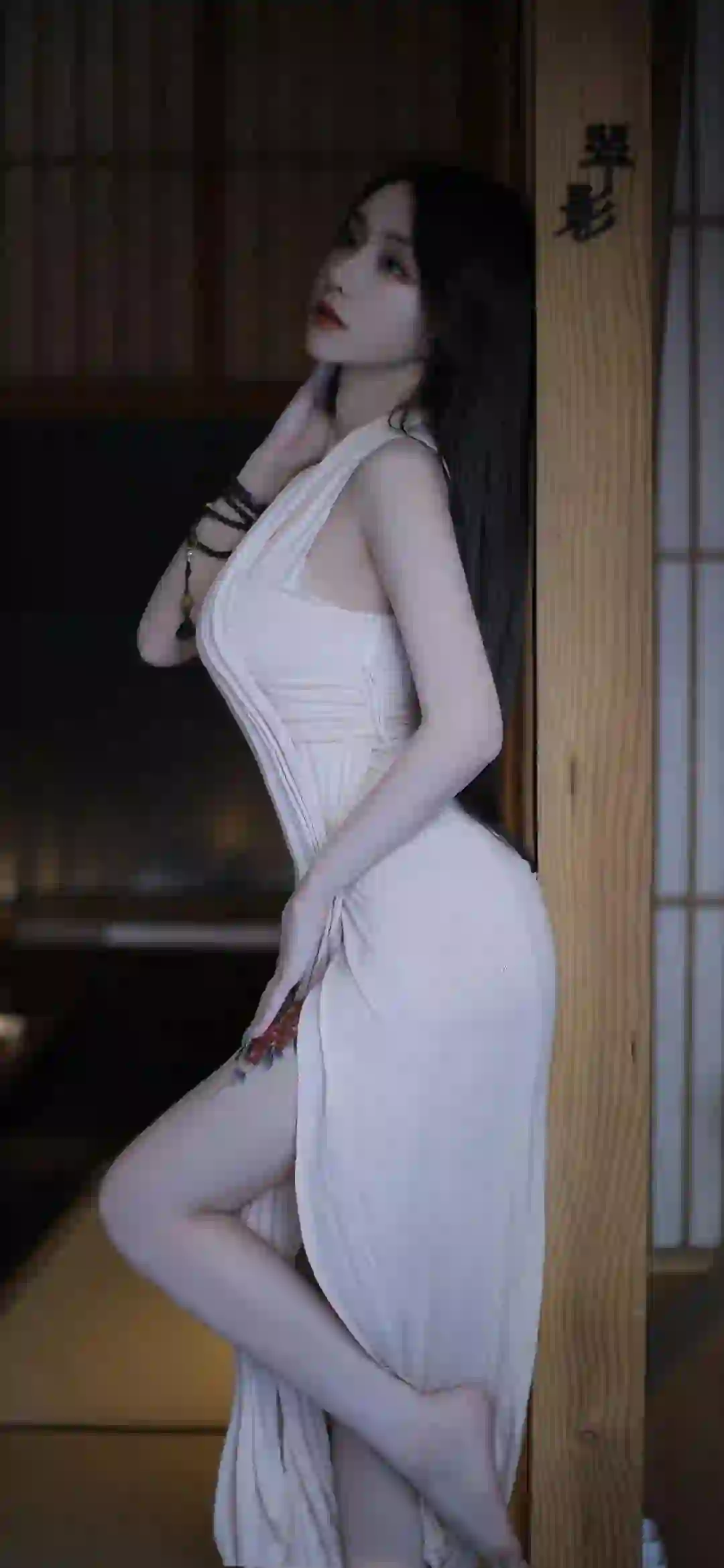 白色长裙 性感美女 长腿美女 优雅