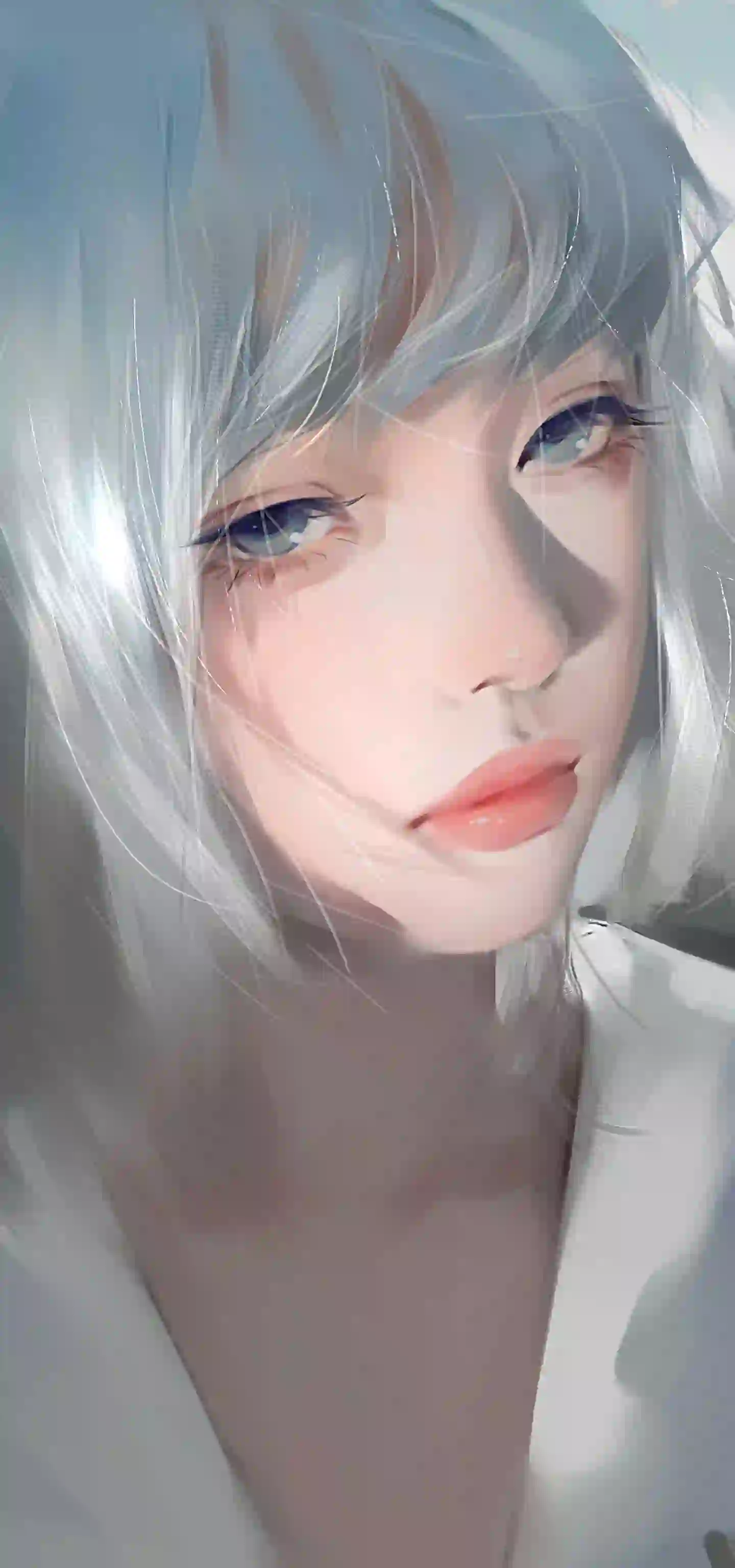 动漫女孩 二次元 白色短发