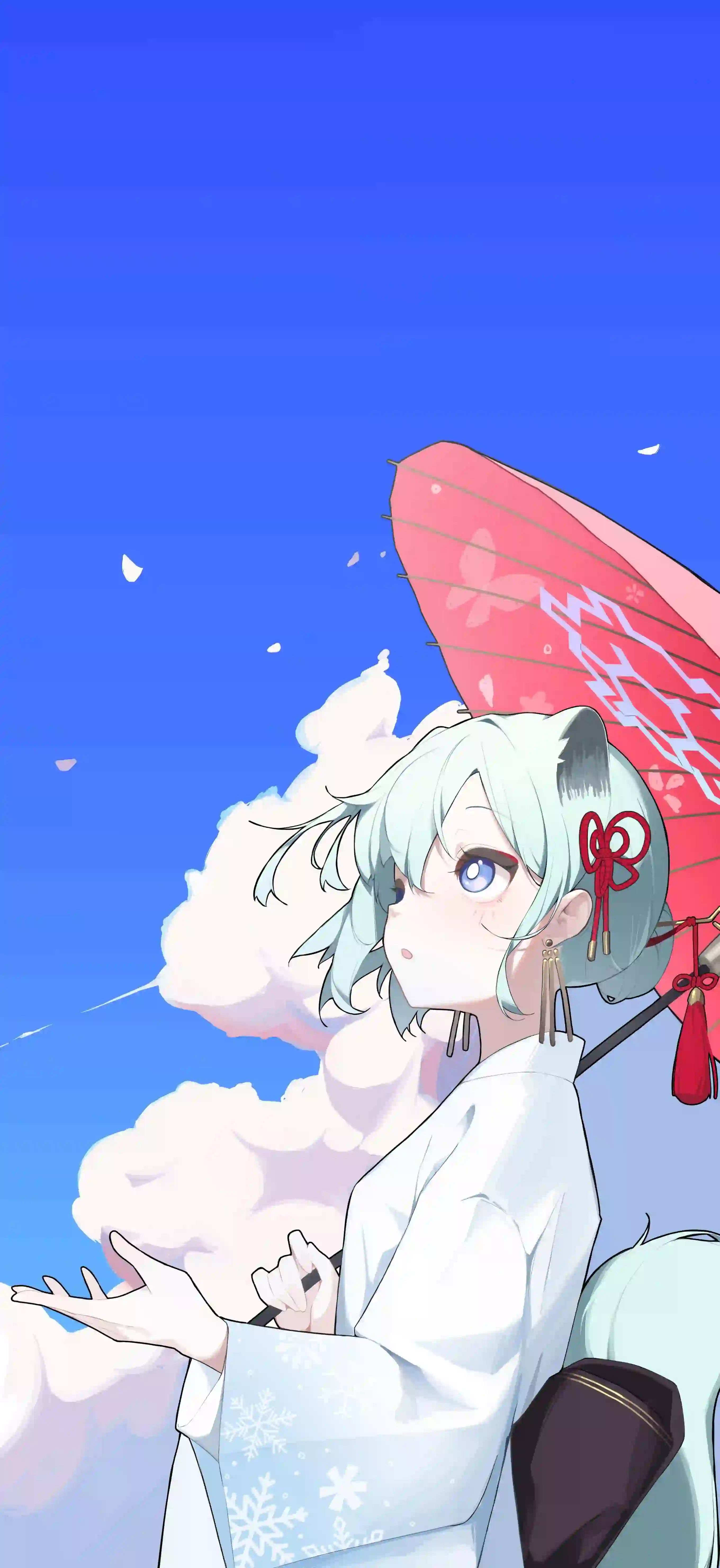 撑着伞的动漫女孩 二次元女孩 可爱