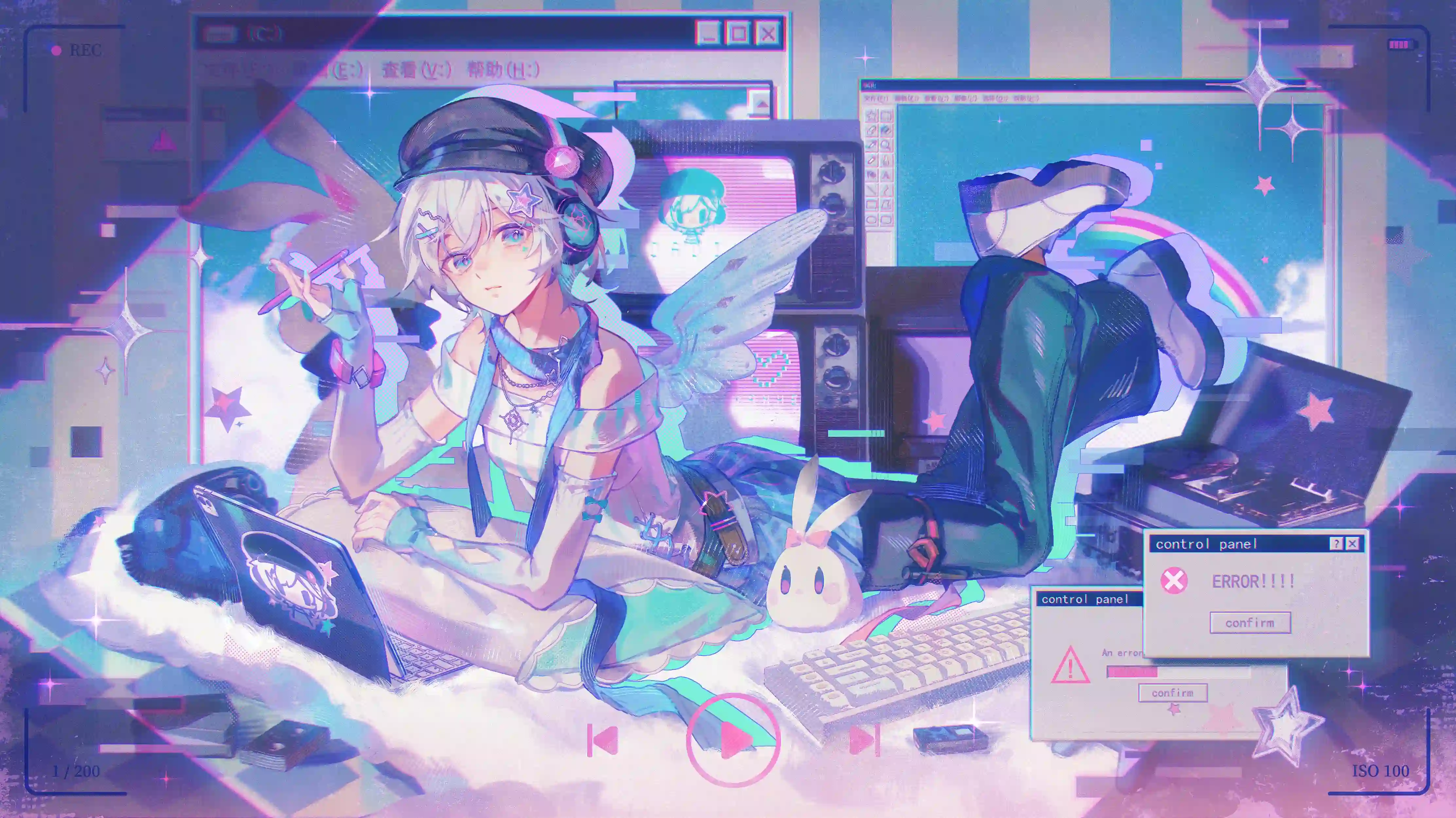 银发翼装少女 赛博朋克二次元 虚拟偶像