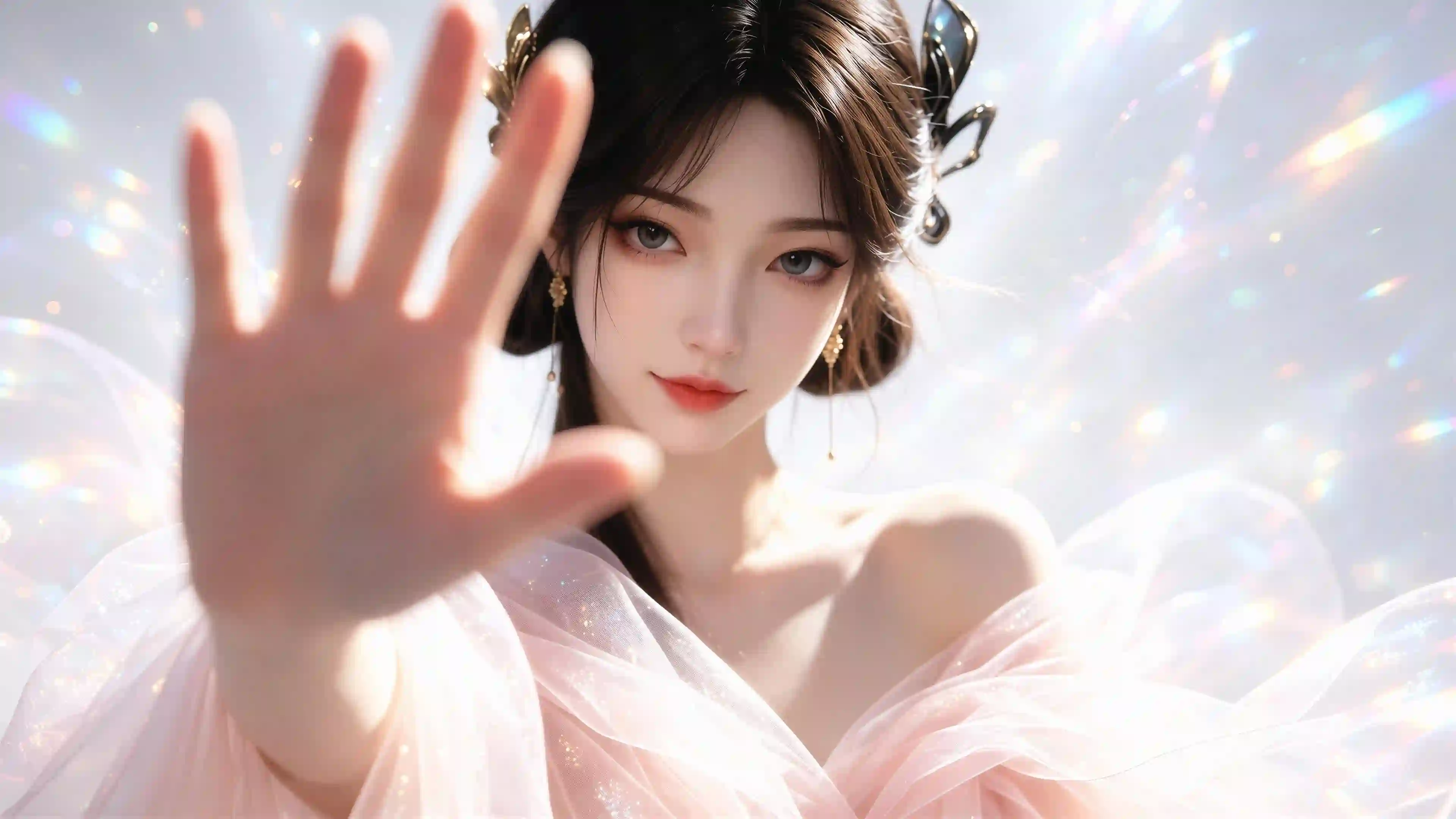 古风少女 伸手 光效 梦幻 唯美 纱裙 梅凝