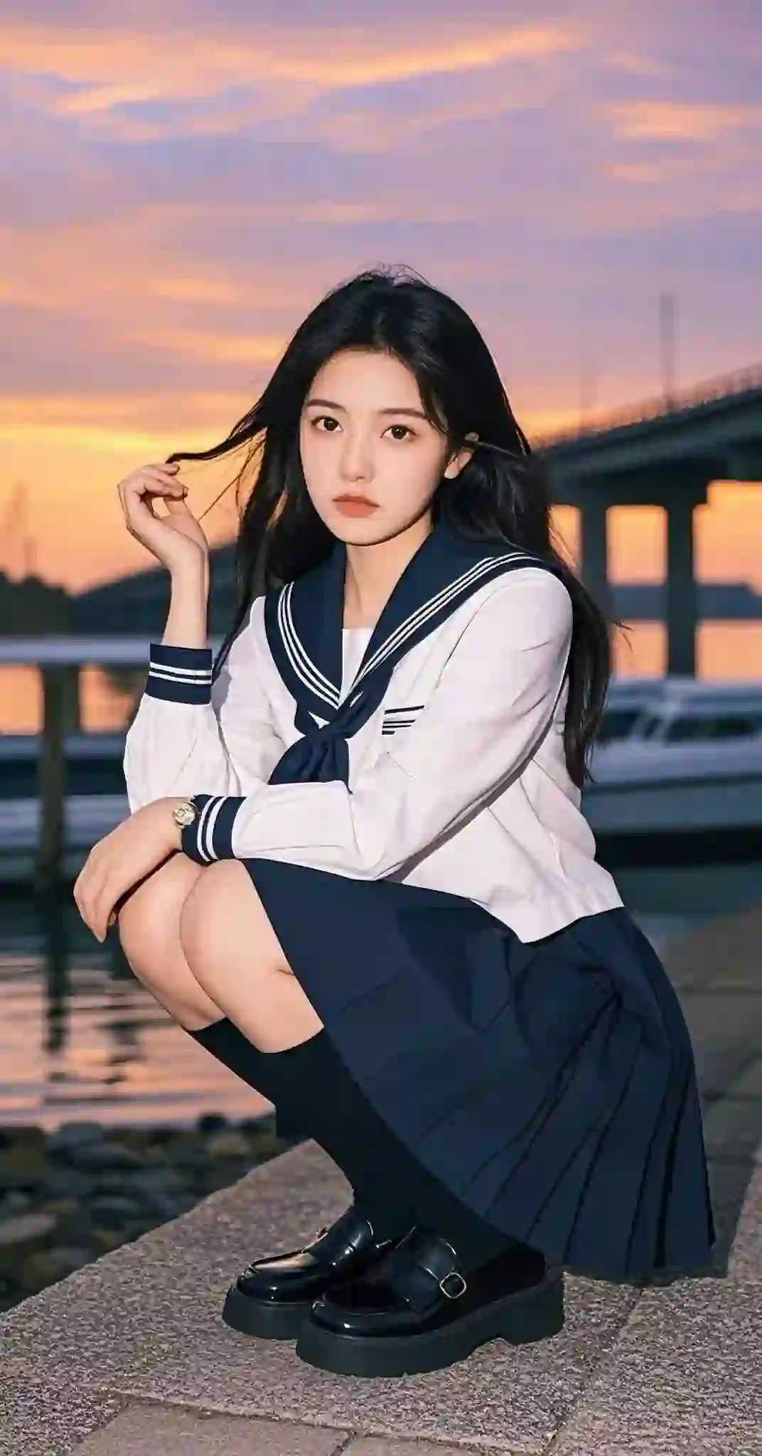 jk穿搭 户外写真 长发清纯美女