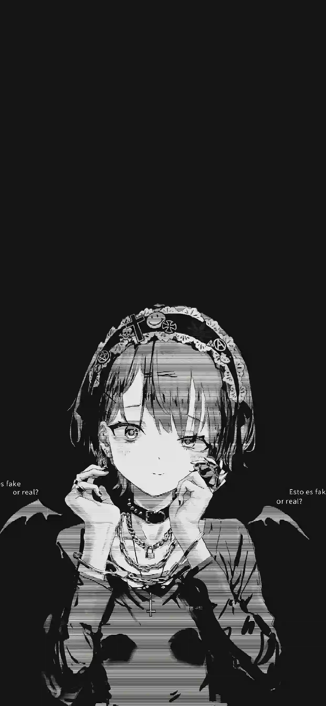 黑白 动漫 哥特 暗黑 少女 十字架 蕾丝 壁纸