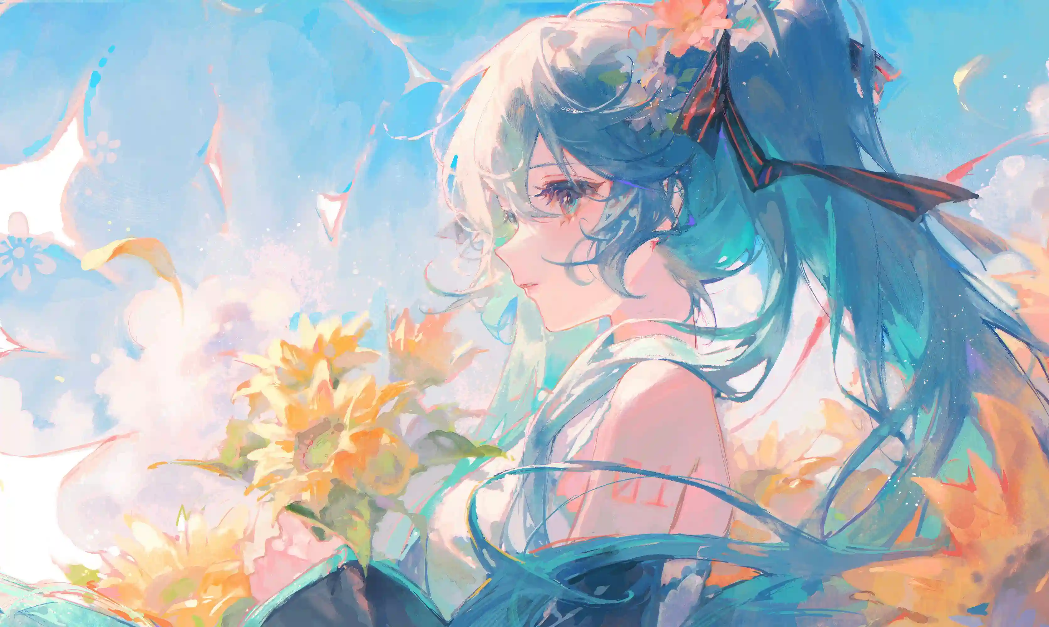 动漫女孩 二次元女孩 蓝色头发 初音未来