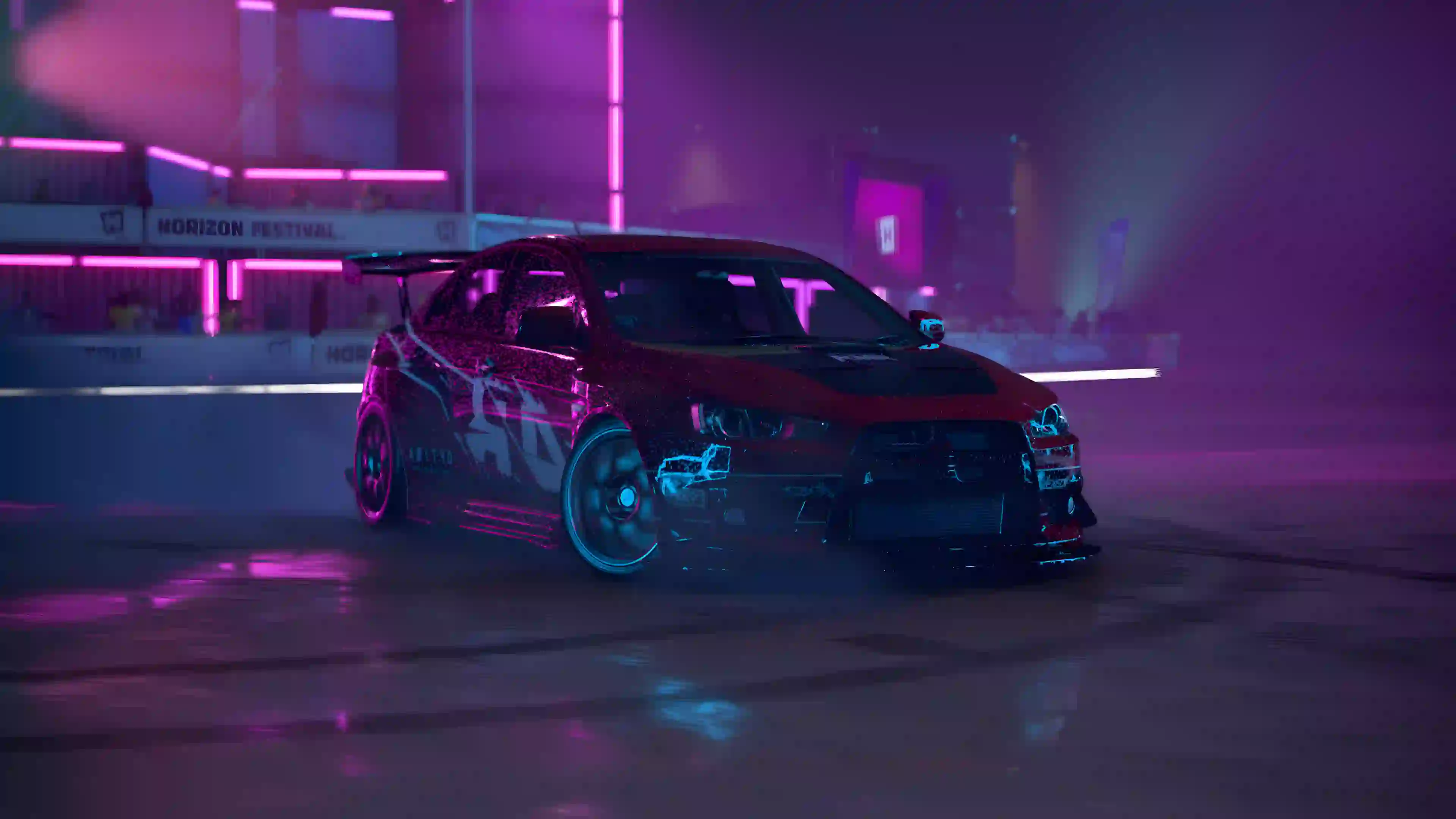 霓虹灯光 炫彩 赛博朋克 车