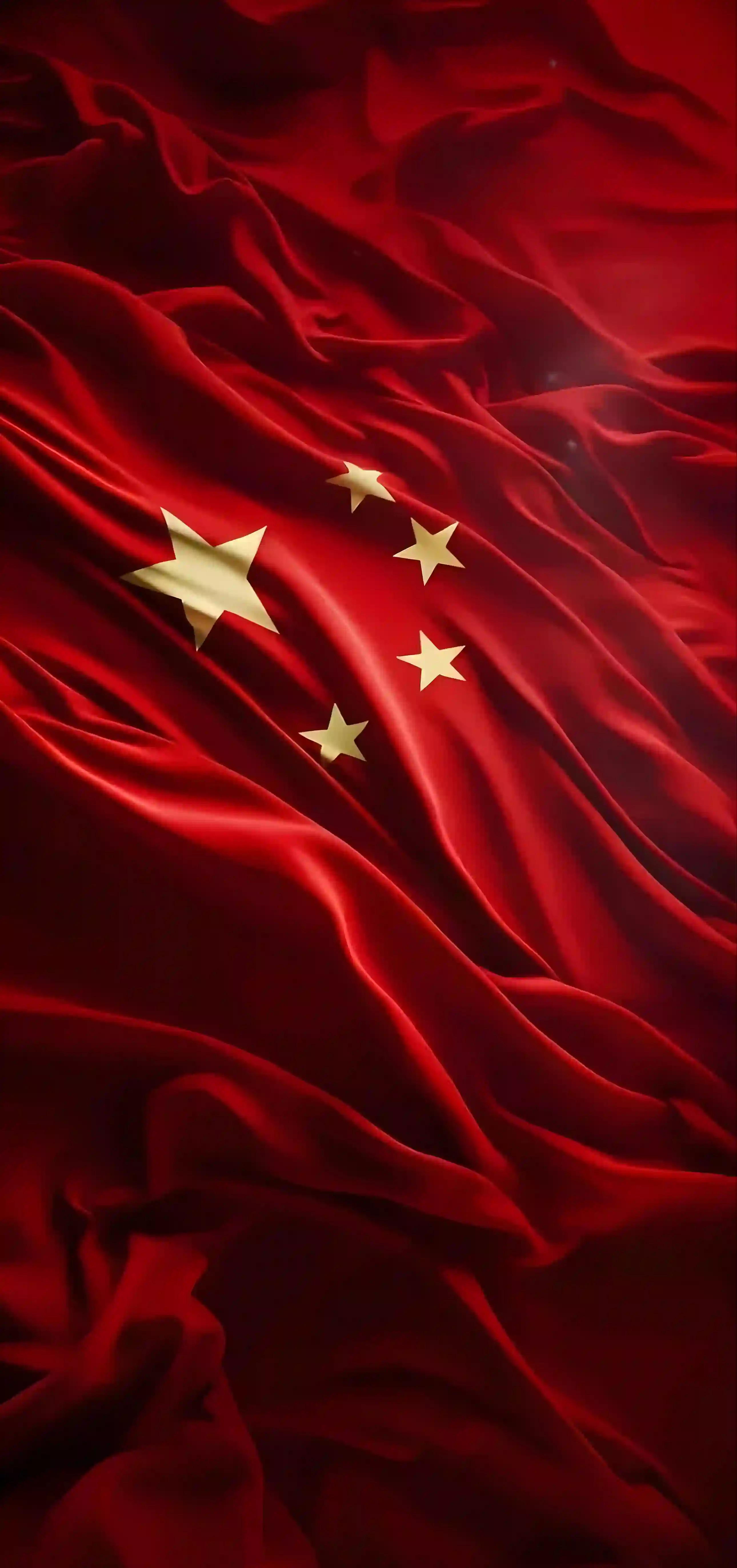中国国旗 红色 丝绸 壁纸 艺术 光影