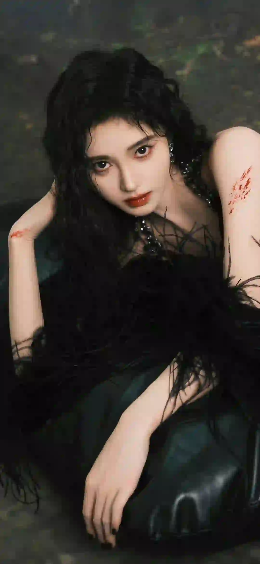 美女明星 鞠婧祎 长发美女 性感美女 受伤装扮