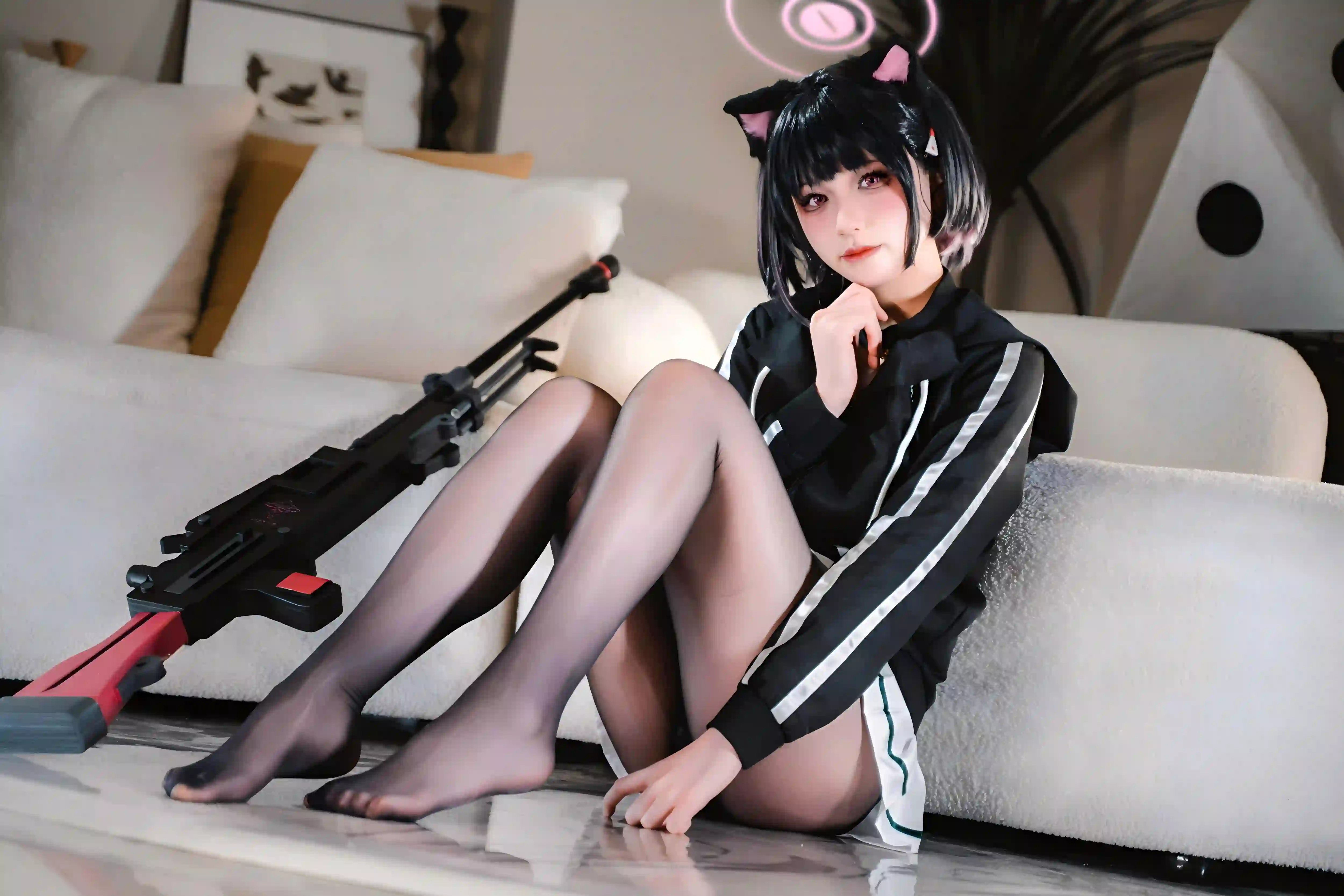 可爱猫耳女孩 长腿 丝袜 黑丝 可爱 居家 沙发