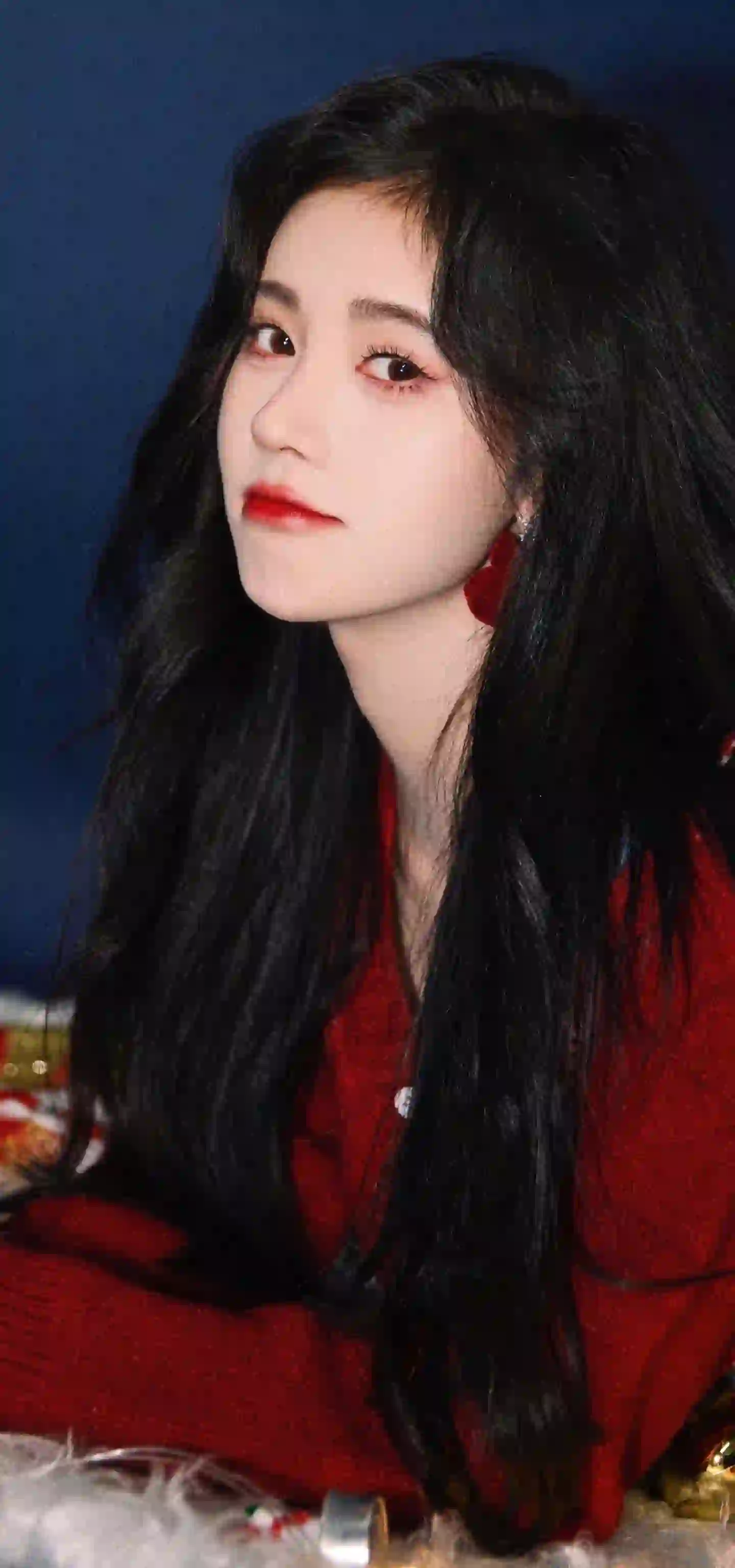 鞠婧祎 长发美女 红色衣服