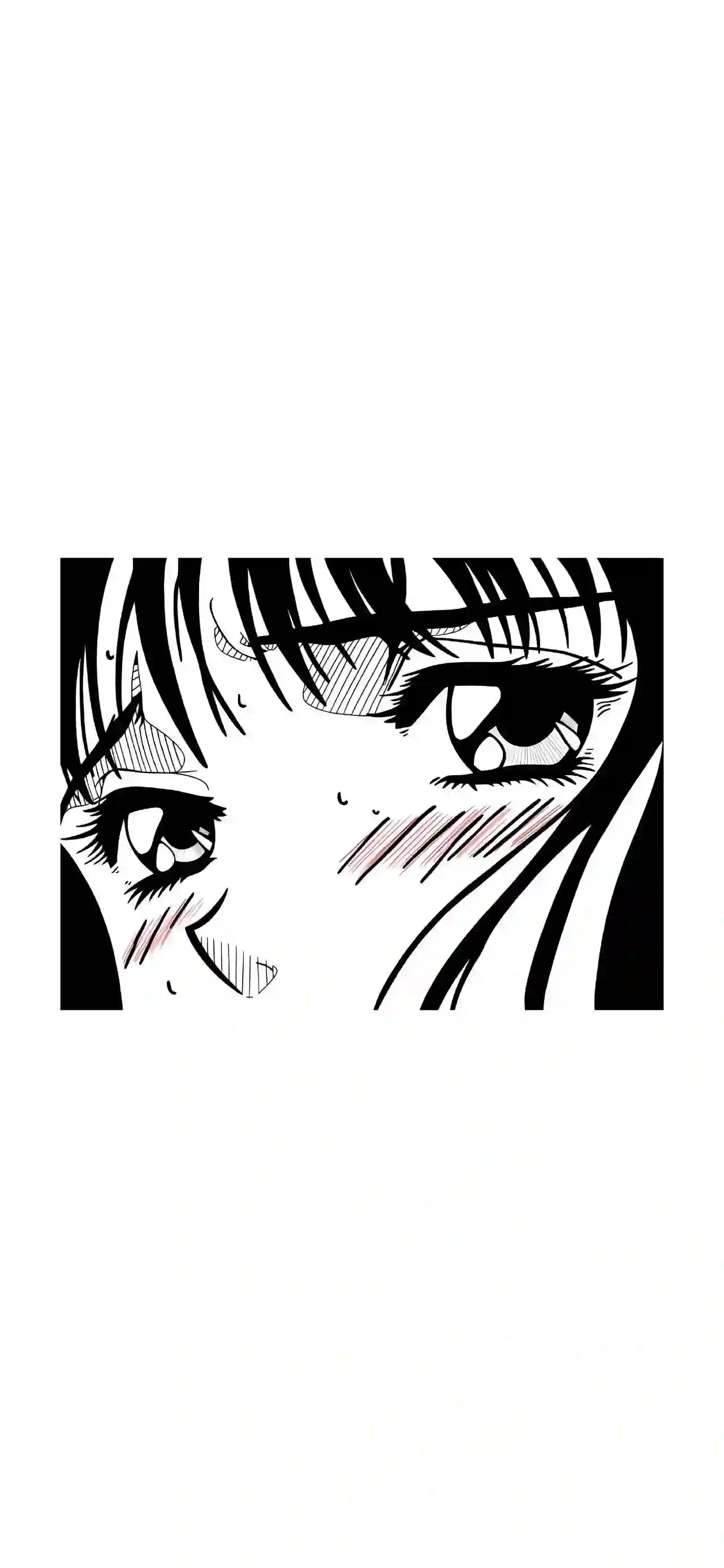 动漫女孩 二次元 脸红 可爱 黑白漫画风格