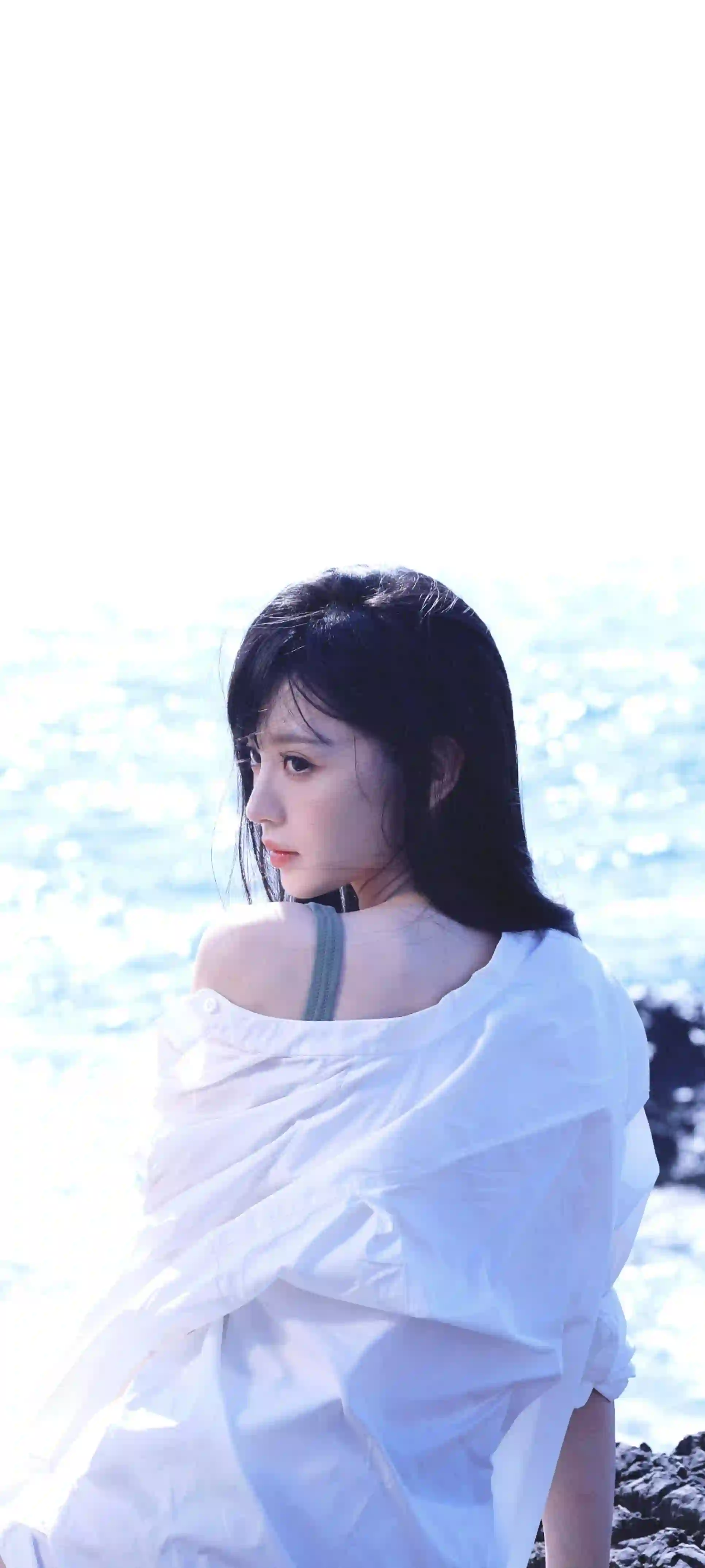性感美女 白色衣服 户外 海水 田曦薇