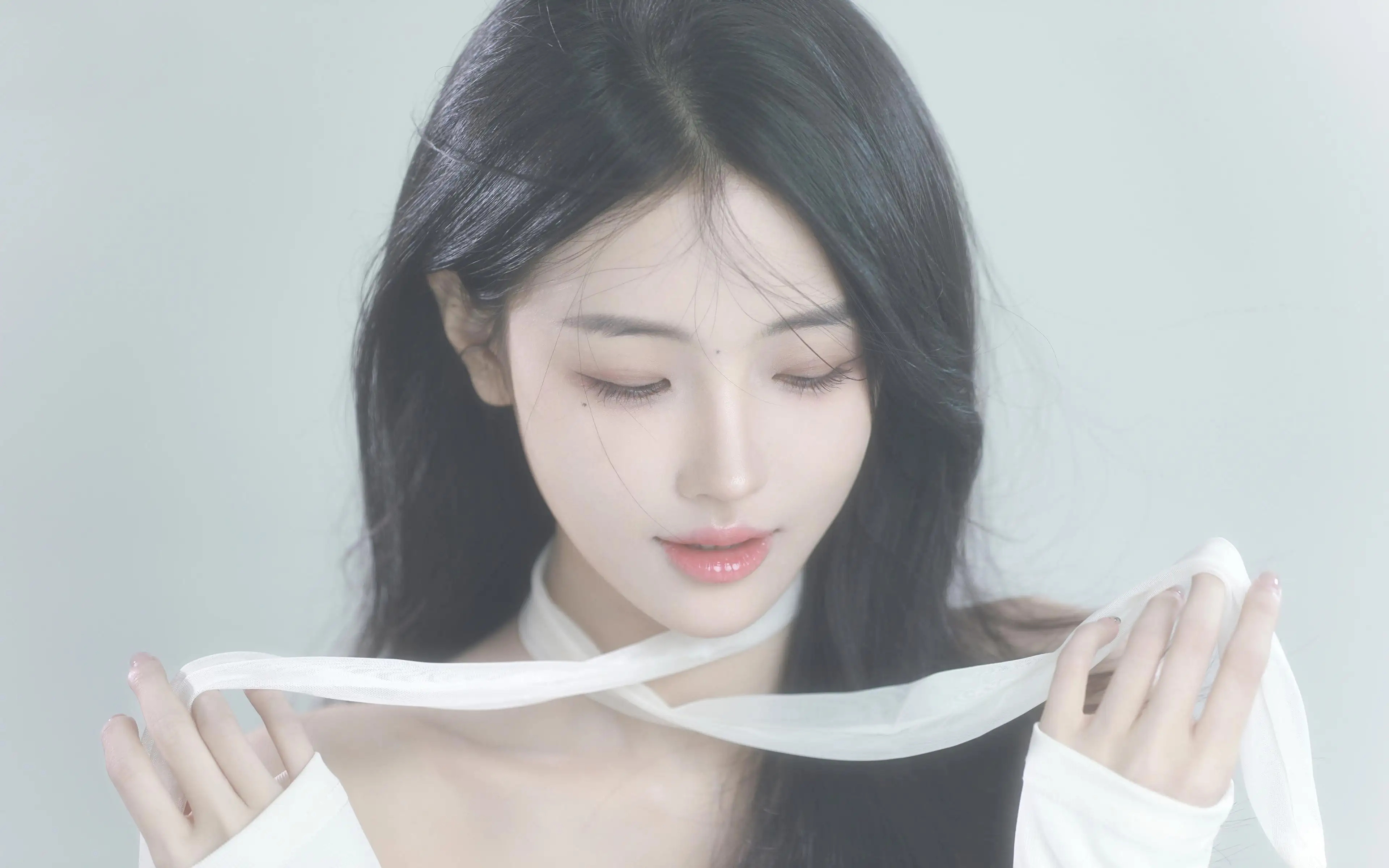 长发养眼超高清｜可爱｜黑发白裙女孩