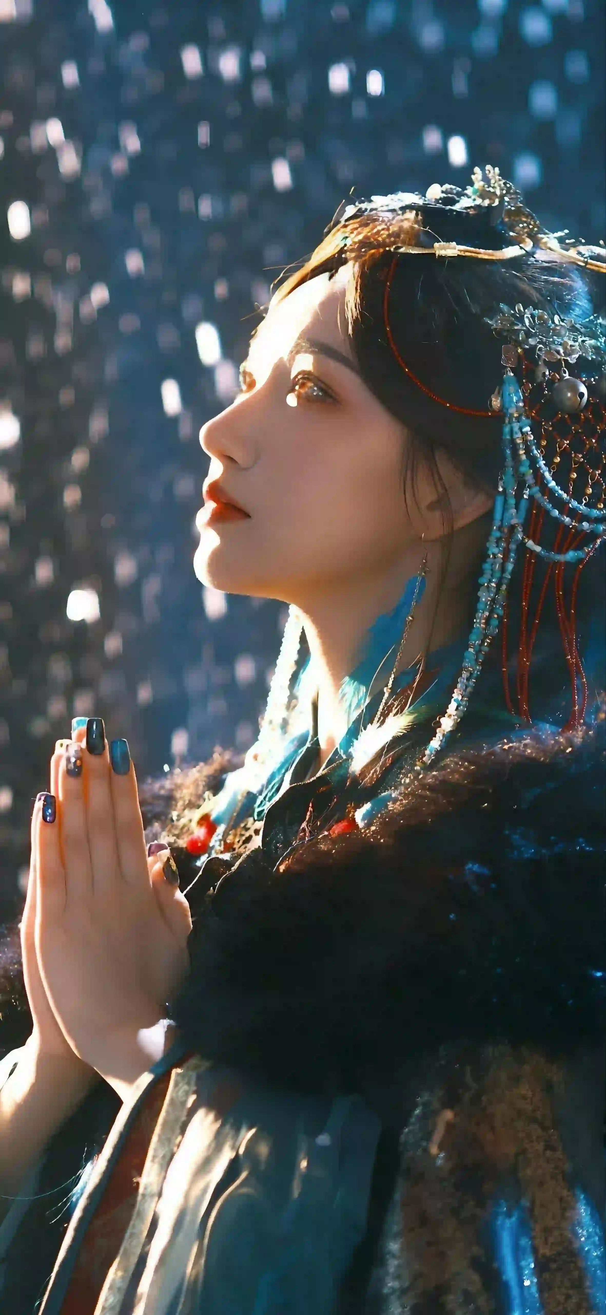 长发清纯美女 特色服饰