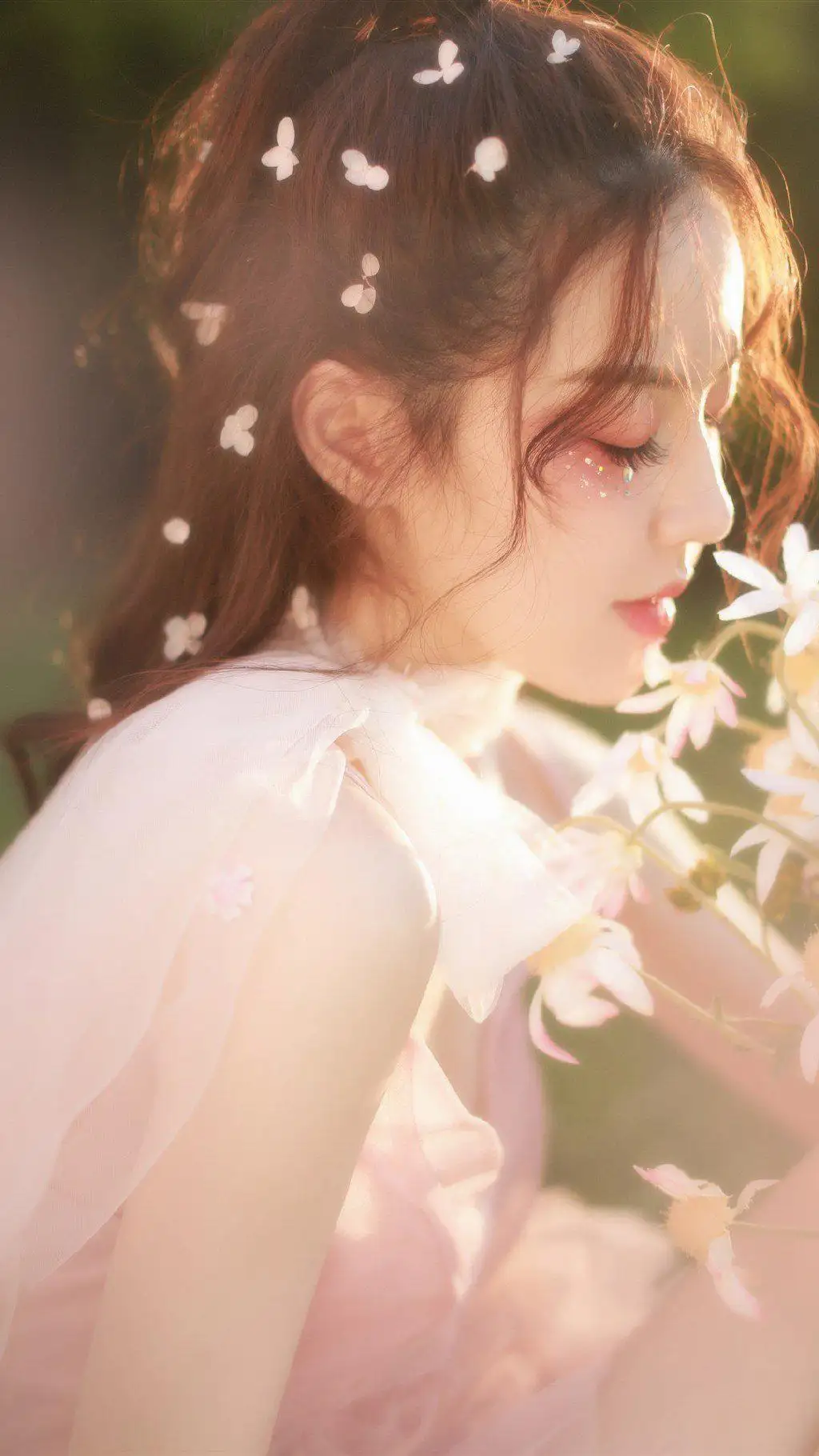 粉色长裙长发美女｜唯美