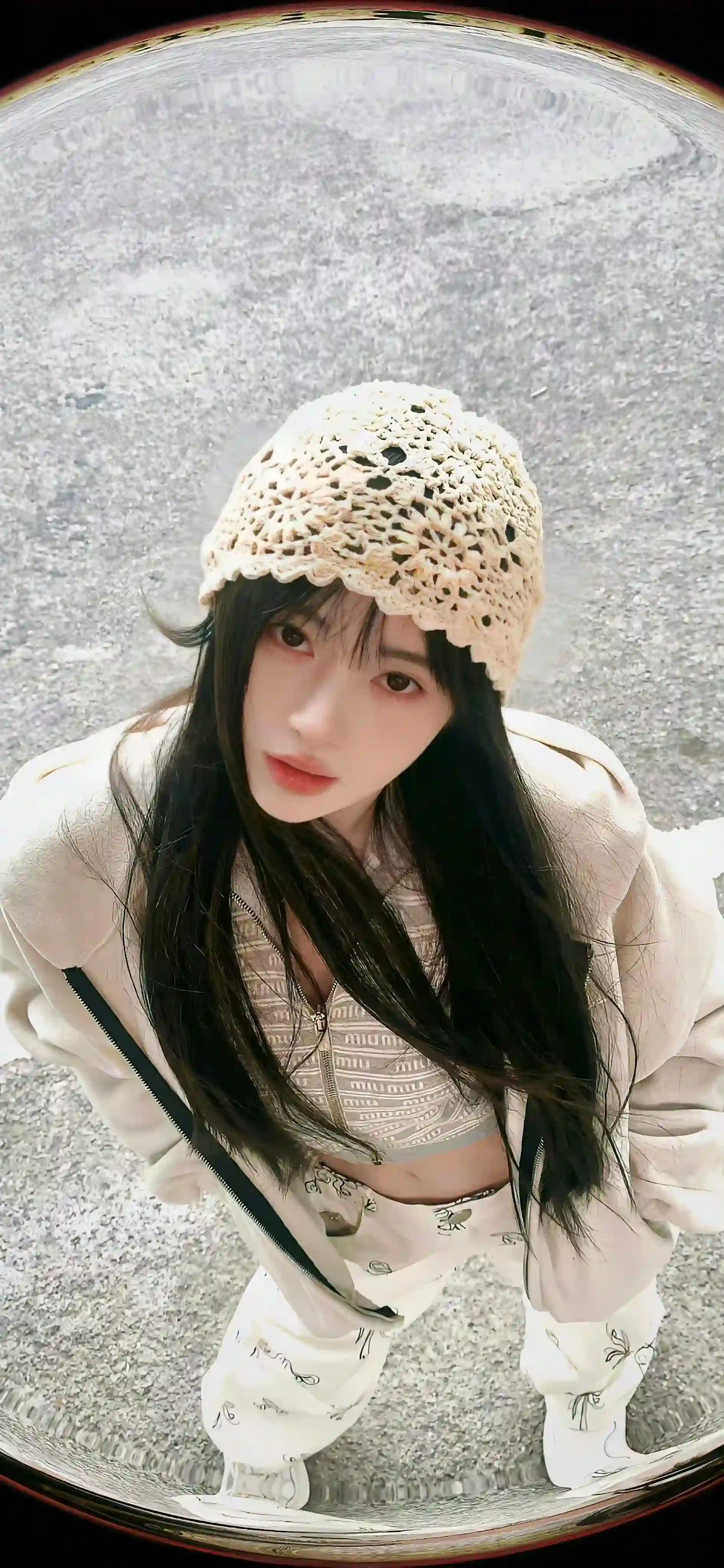 白色兜帽 长发清纯美女 个性穿搭 鞠婧祎
