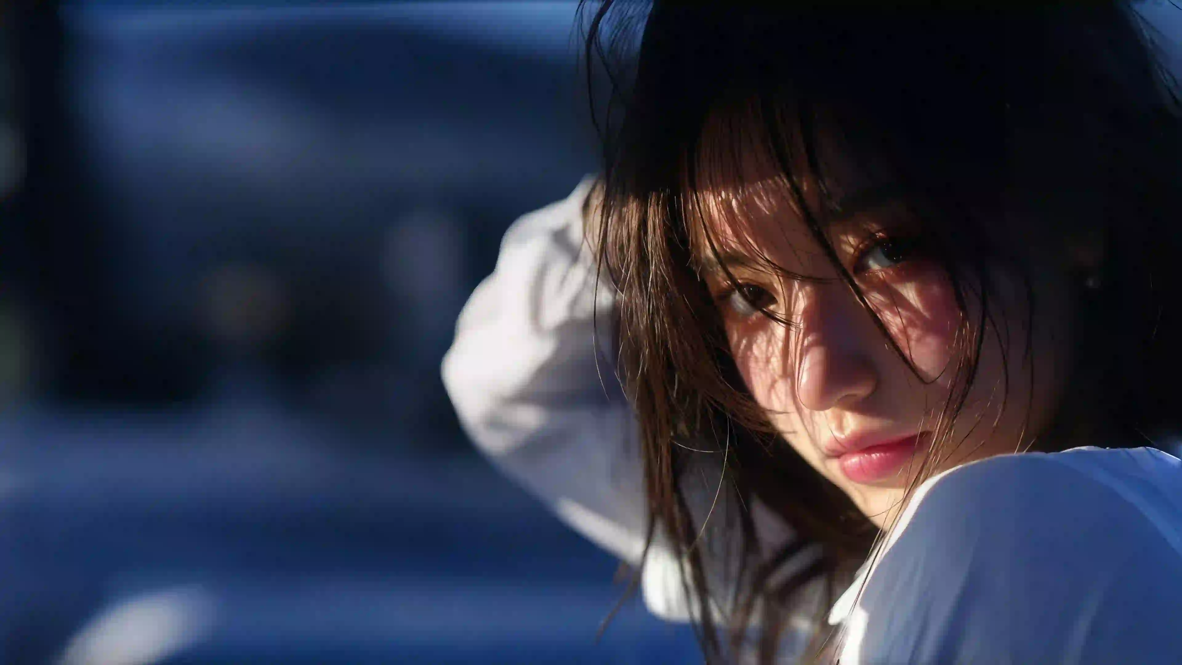 美女 长发美女 性感 光影 