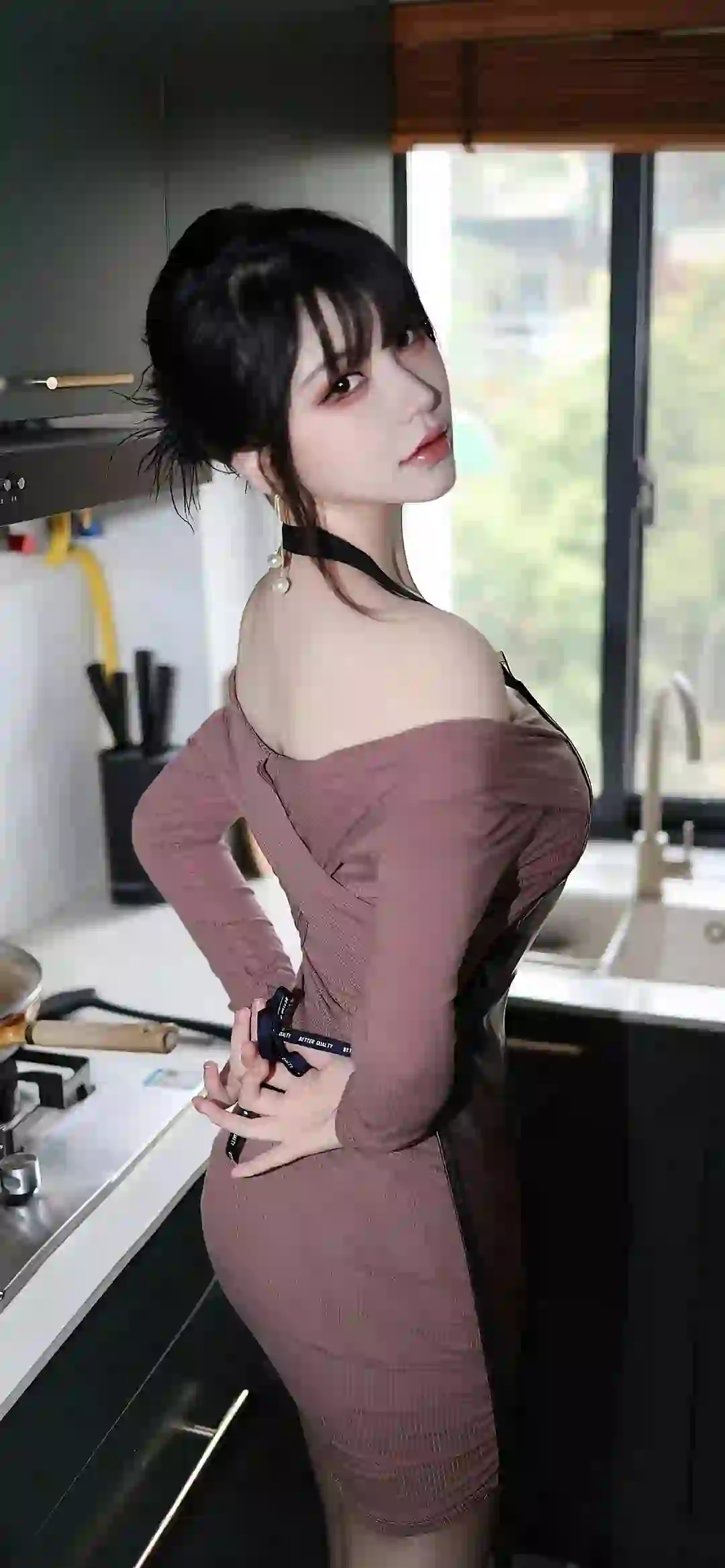 居家写真 厨房场景 性感美女