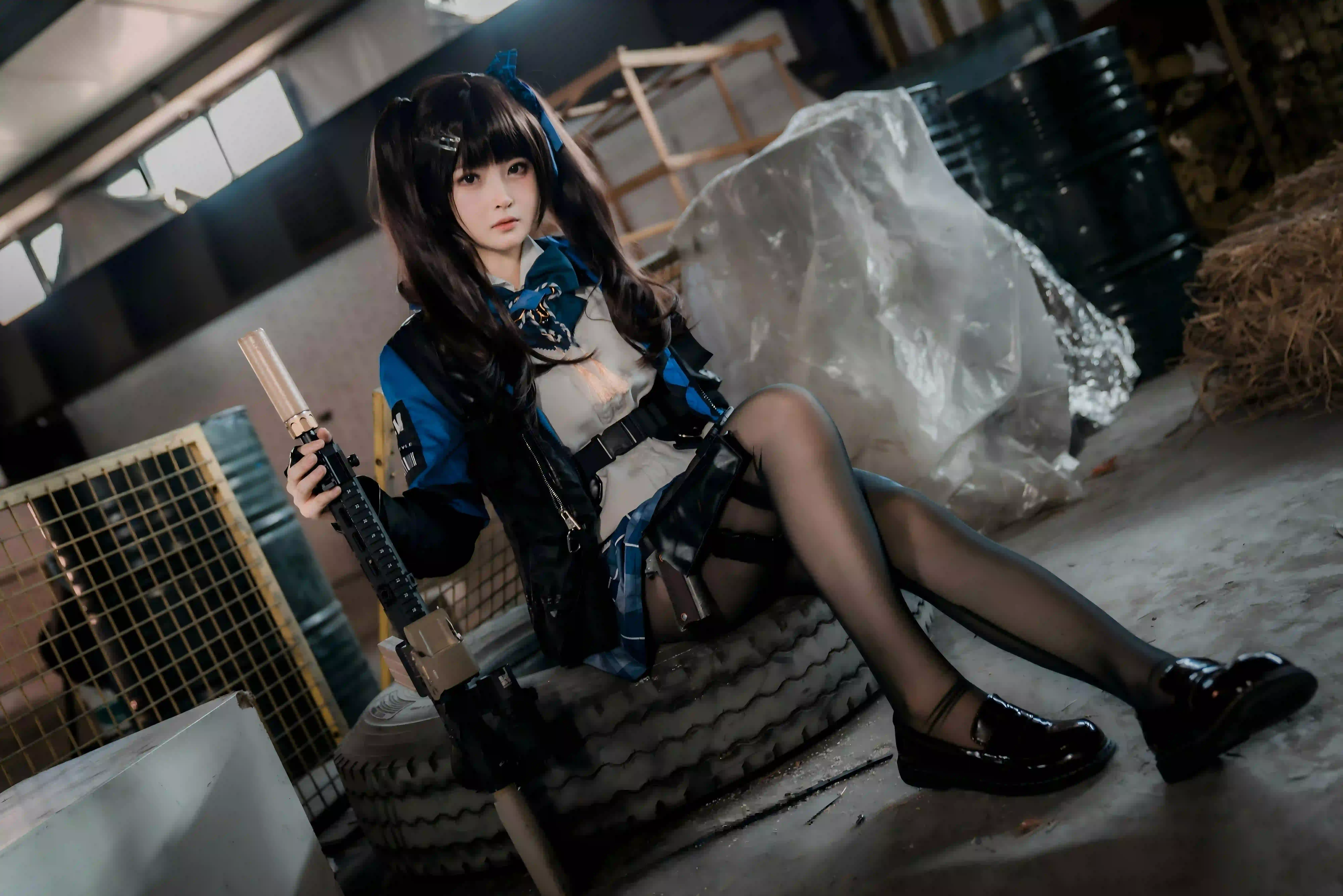 coser 长腿美女 丝袜美腿 黑色丝袜 jk 3