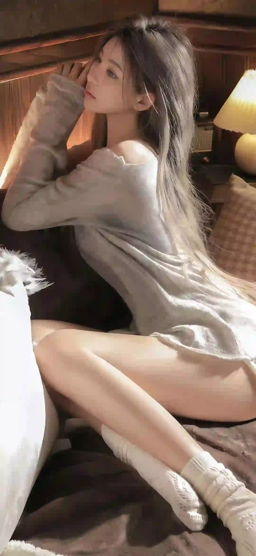 长发美女 长腿美女 居家写真