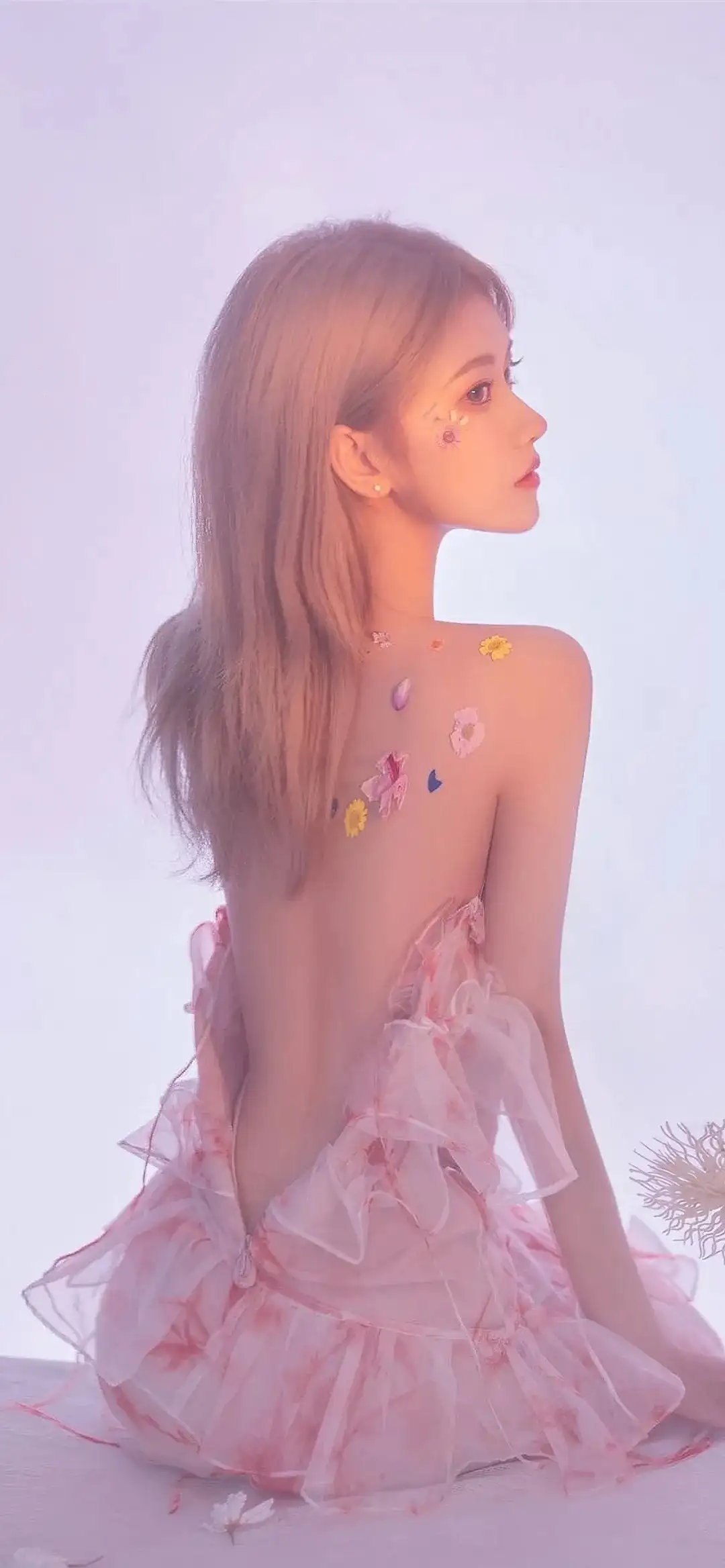 粉红色长裙美女｜性感｜唯美｜露背