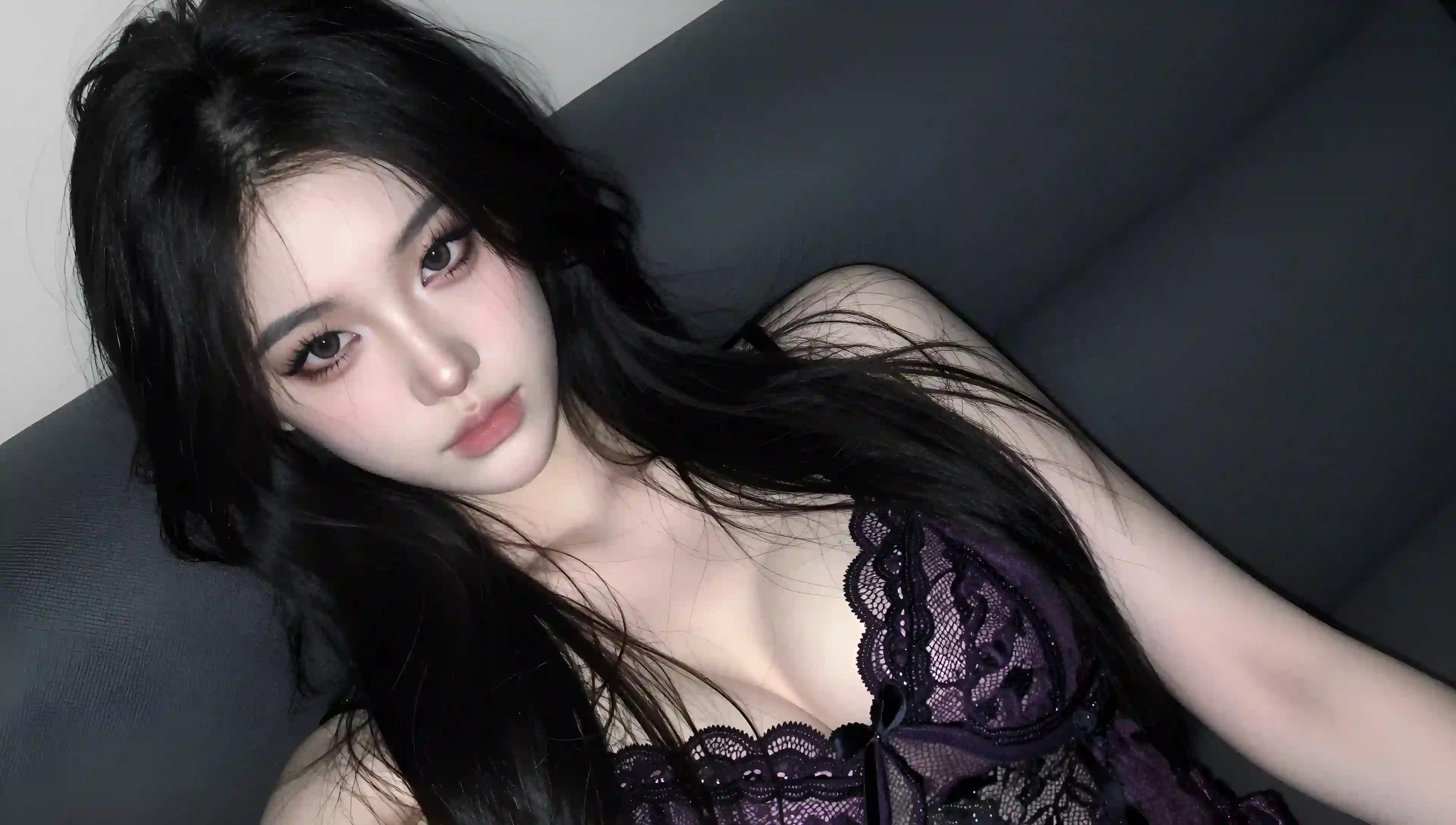 黑发女孩 沙发 蕾丝裙 优雅 写真 女性 室内